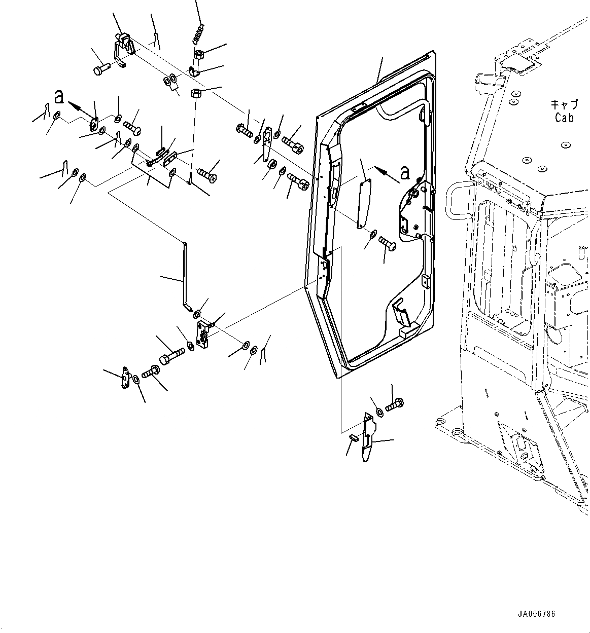Схема запчастей Komatsu D65EX-16 - КАБИНА ROPS, ДВЕРЬ И LATCH, ПРАВ. (№8-8979) КАБИНА ROPS, С ЗАДН.VIEW CAMERA, KOMTRAX, ORBCOMM, PROVISION ДЛЯ РАДИО