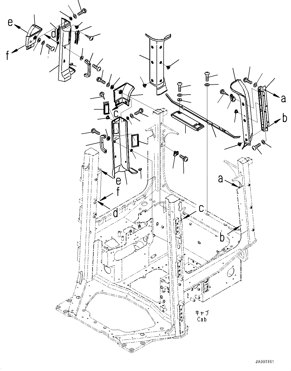 Схема запчастей Komatsu D65EX-16 - КАБИНА ROPS, КРЫША КРЫШКА(/) (№8-) КАБИНА ROPS, БЕЗ РАДИО, KOMTRAX, GPRS