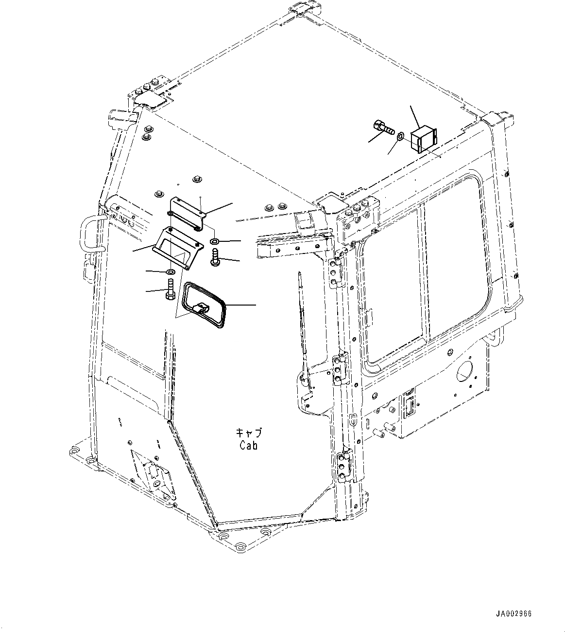 Схема запчастей Komatsu D65EX-16 - КАБИНА ROPS, ЗАДН.VIEW ЗЕРКАЛА(№8-) КАБИНА ROPS, БЕЗ РАДИО, KOMTRAX, GPRS