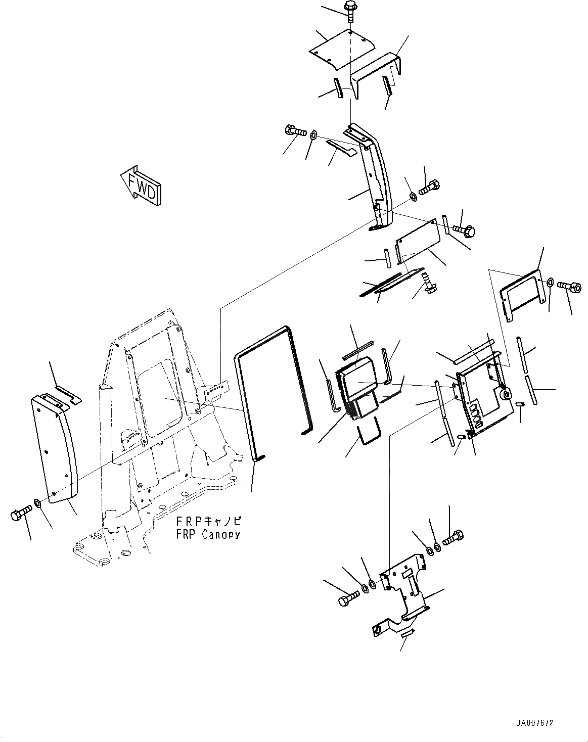 Схема запчастей Komatsu D65EX-16 - ПОЛ, МОНИТОР (№8-) ПОЛ, С FRP НАВЕС
