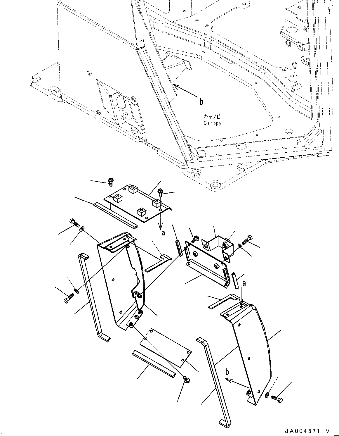 Схема запчастей Komatsu D65EX-16 - СИСТЕМА ROPS, ПРИБОРНАЯ ПАНЕЛЬ (№8-) СИСТЕМА ROPS