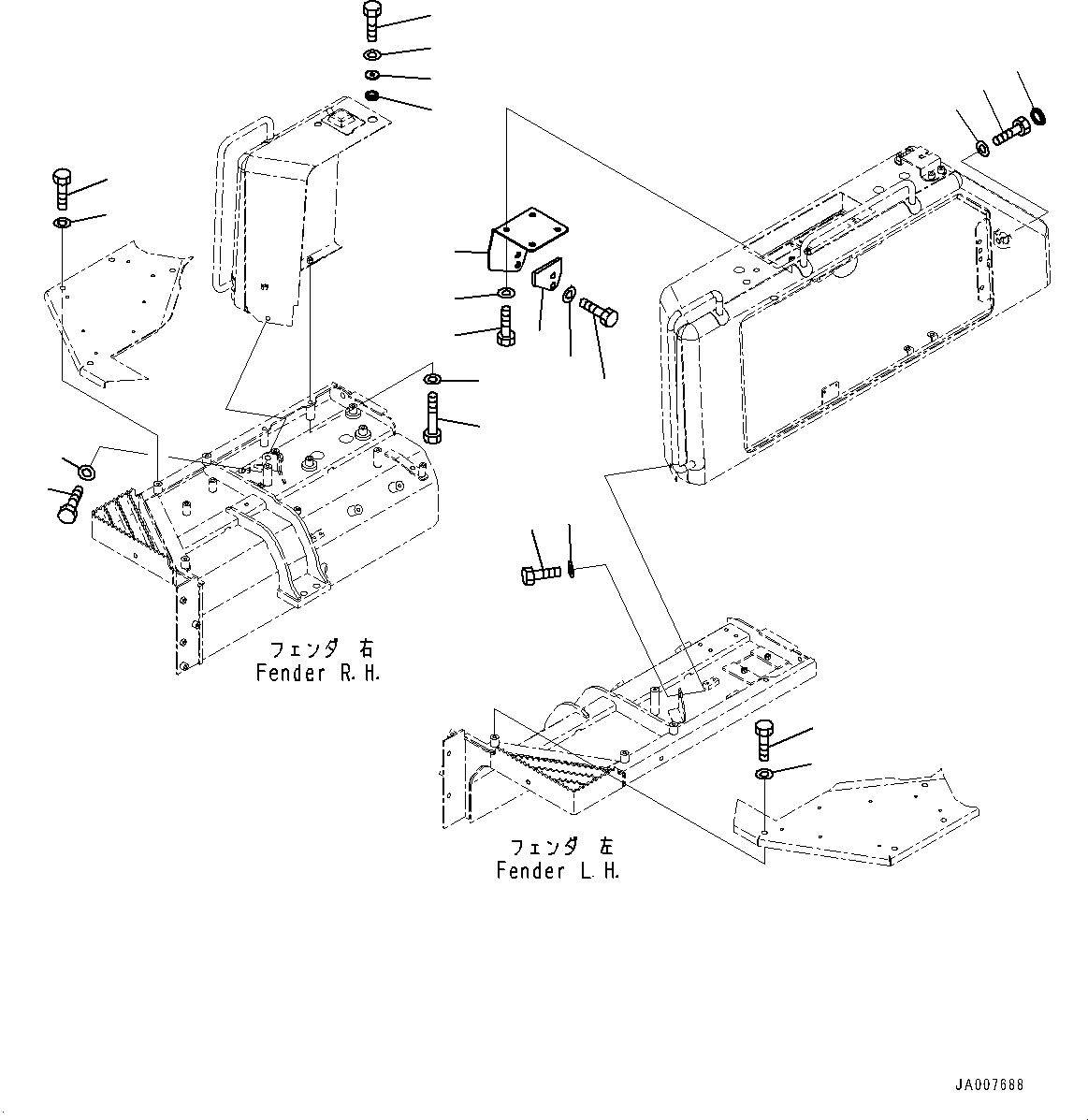 Схема запчастей Komatsu D65EX-16 - КРЫШКА КРЫЛА, КРЕПЛЕНИЕ (№8-) КРЫШКА КРЫЛА, С ПОРУЧНЯМИ, СИДЕНЬЕ ОПЕРАТОРА, FRP НАВЕС