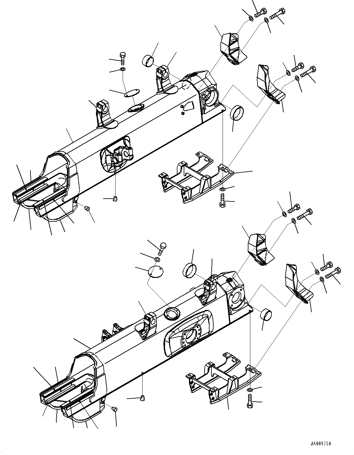 Схема запчастей Komatsu D65EX-16 - ГУСЕНИЧНАЯ РАМА (№8-) ГУСЕНИЧНАЯ РАМА