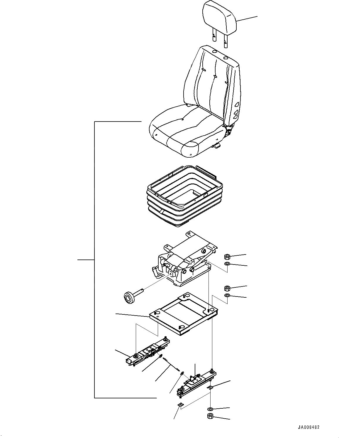 Схема запчастей Komatsu D65PX-16 - СИДЕНЬЕ ОПЕРАТОРА, (№87-) СИДЕНЬЕ ОПЕРАТОРА, С ВОЗД. ПОДВЕСКОЙ, ТКАНЬ, TURN ТИП, С ОТКИДН. СПИНКОЙ, HEADREST