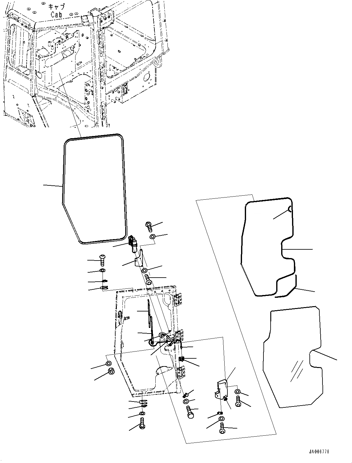 Схема запчастей Komatsu D65PX-16 - КАБИНА ROPS, ДВЕРЬ ДЕМПФЕР, ОКНА И ДВОРНИКИ, ЛЕВ. (№8-8979) КАБИНА ROPS, С ЗАДН.VIEW CAMERA, AM-FM STEREO РАДИО, CASSETTE, ЕСКАНАТ И ASIA, KOMTRAX, ORBCOMM