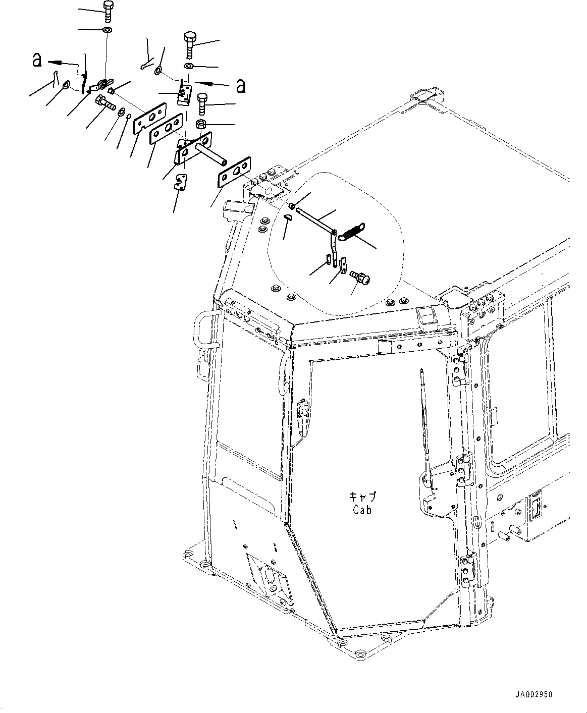 Схема запчастей Komatsu D65PX-16 - КАБИНА ROPS, ДВЕРЬ ФИКСАТОР ОТКРЫТИЯ, ПРАВ. (№8-) КАБИНА ROPS, С РАДИО, KOMTRAX, ORBCOMM, ДЛЯ СТРАН ЕС НОВ. NOISE ARRANGEMENT 