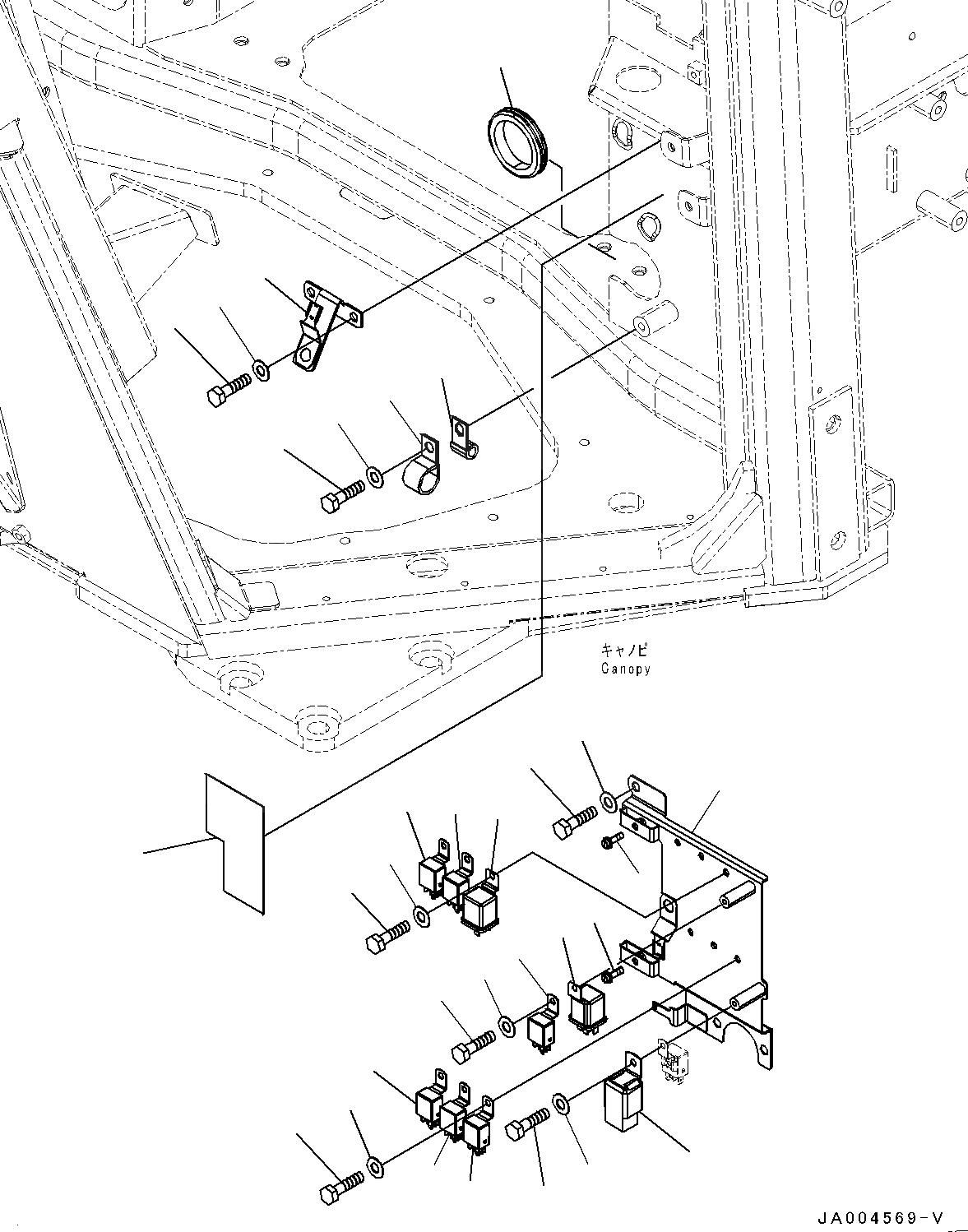 Схема запчастей Komatsu D65PX-16 - СИСТЕМА ROPS, ПОЛ, ПРОВОДКА (/) (№8-) СИСТЕМА ROPS