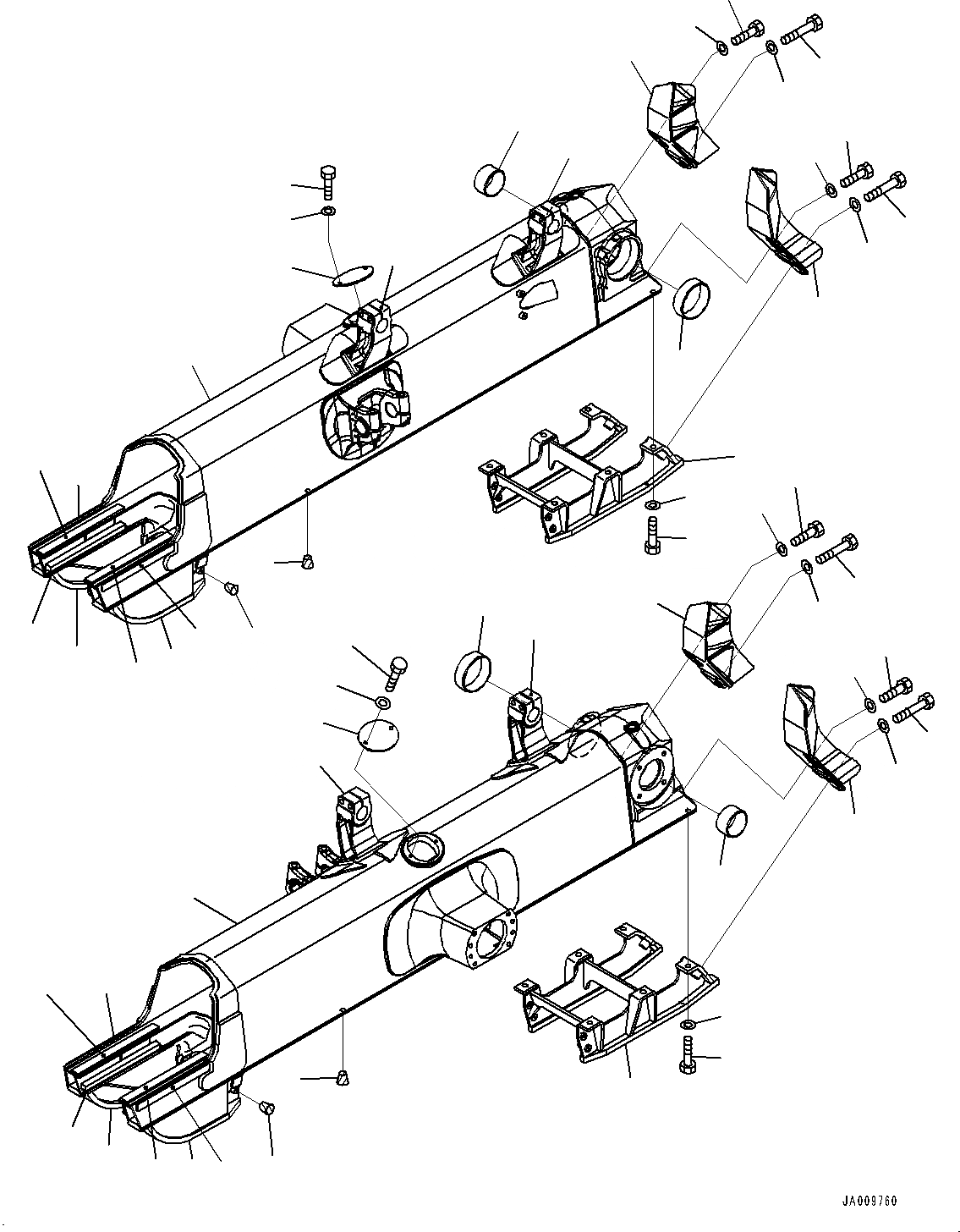 Схема запчастей Komatsu D65PX-16 - ГУСЕНИЧНАЯ РАМА (№8-) ГУСЕНИЧНАЯ РАМА