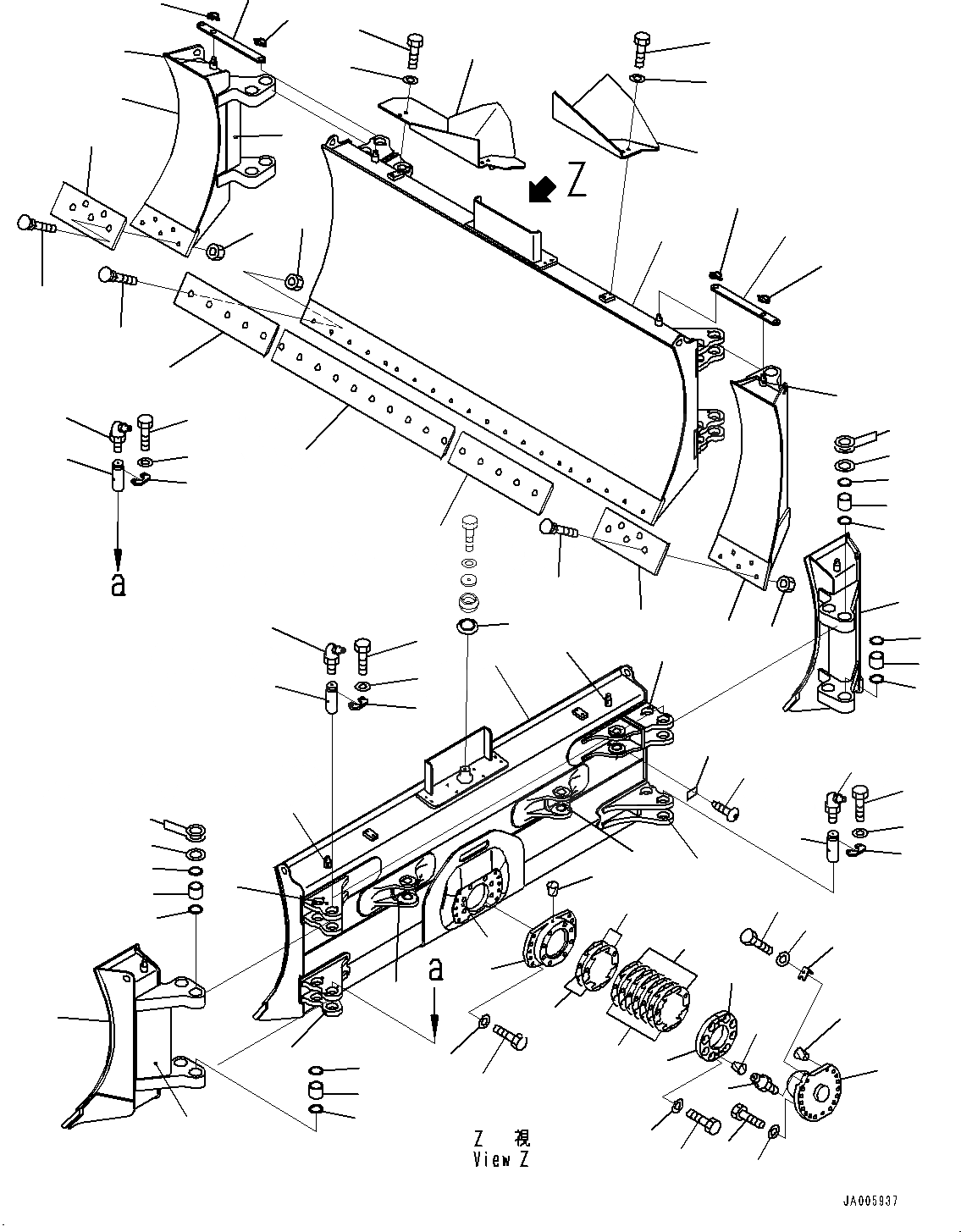Схема запчастей Komatsu D65PX-16 - DOZER ОТВАЛ, (№8-87) DOZER ОТВАЛ, С MM, ПОВОРОТН. ОТВАЛ С ИЗМ. УГЛОМ ОТВАЛ