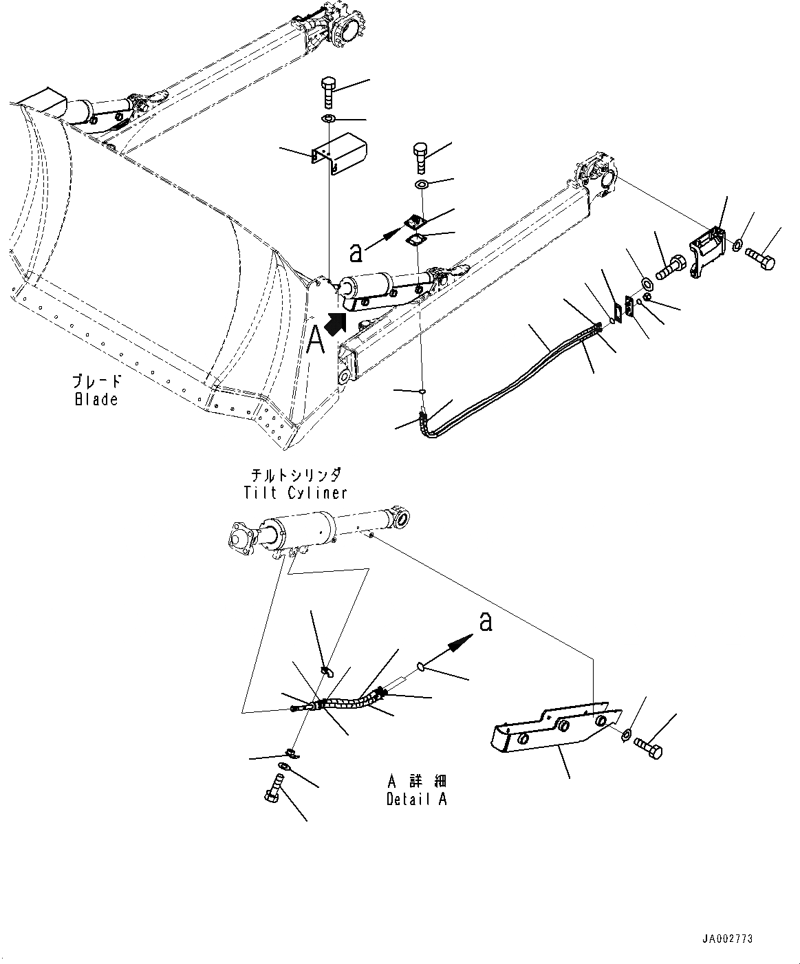 Схема запчастей Komatsu D65PX-16 - DOZER ЦИЛИНДР ПЕРЕКОСА ОТВАЛА ТРУБЫ (№8-) DOZER ЦИЛИНДР ПЕРЕКОСА ОТВАЛА ТРУБЫ, С ОТВАЛ С ПЕРЕКОСОМ
