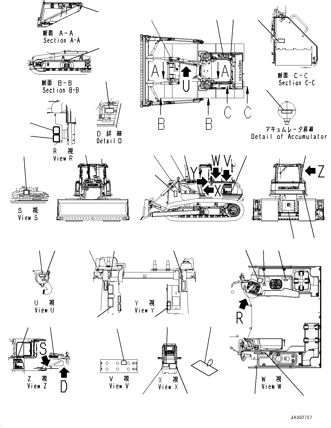 Схема запчастей Komatsu D65PX-16 - МАРКИРОВКА (№8-) МАРКИРОВКА, АНГЛ., ДЛЯ СТРАН ЕС NOISE REGURATION