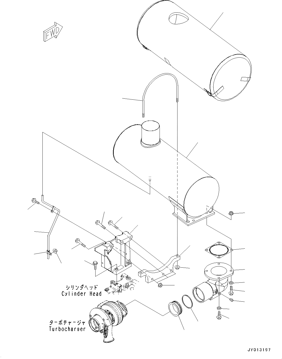 Схема запчастей Komatsu SAA6D114E-3E - ВЫПУСКН. ГЛУШИТЕЛЬ (№88-) ВЫПУСКН. ГЛУШИТЕЛЬ