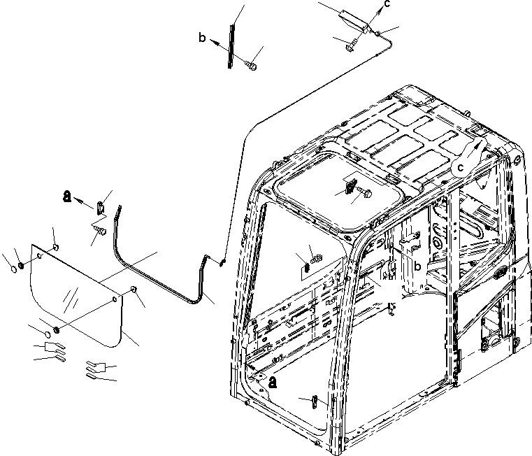 Схема запчастей Komatsu PC130-8 - КАБИНА, -АКТУАТОР(№C-) КАБИНА, -АКТУАТОР