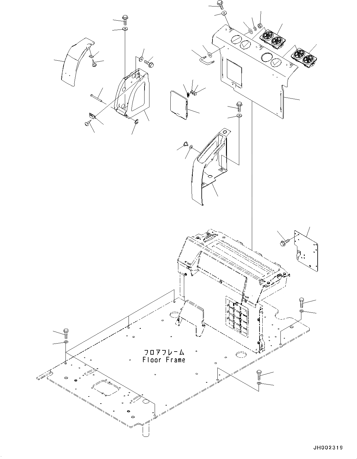 Схема запчастей Komatsu PC130-8 - КАБИНА, -АКТУАТОР(№C-) КАБИНА, -АКТУАТОР