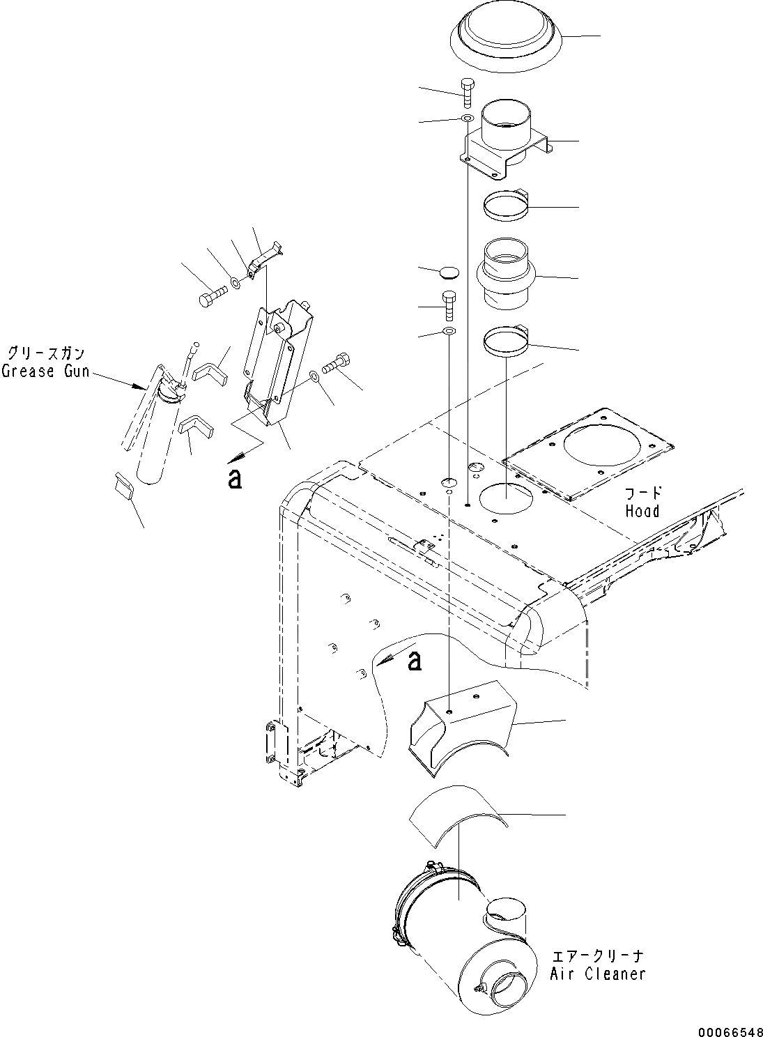 Схема запчастей Komatsu WA200-6 - КАПОТ КРЫШКА ВОЗДУХООЧИСТИТЕЛЯ И СМАЗ. GUN КОРПУС (№C-) КАПОТ