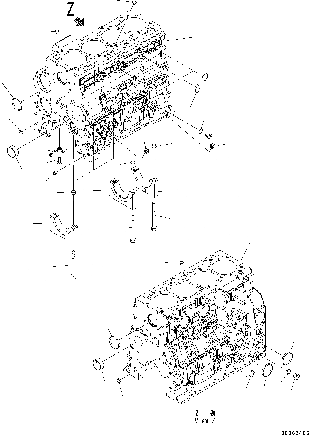Схема запчастей Komatsu SAA4D107E-1B - БЛОК ЦИЛИНДРОВ (№779-) БЛОК ЦИЛИНДРОВ