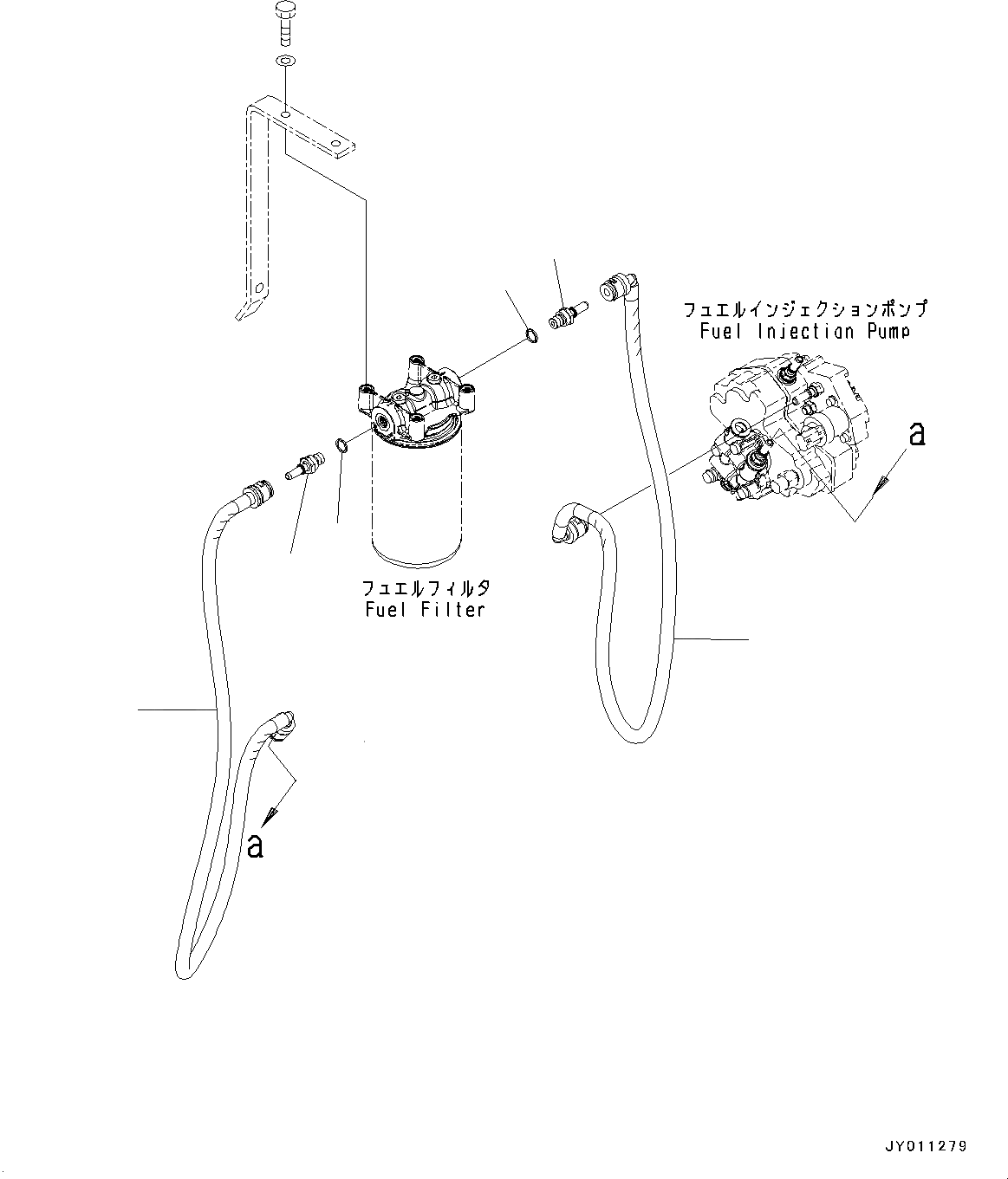 Схема запчастей Komatsu SAA4D107E-1D - ТОПЛИВН. ФИЛЬТР. ТРУБЫ (№77-) ТОПЛИВН. ФИЛЬТР. ТРУБЫ