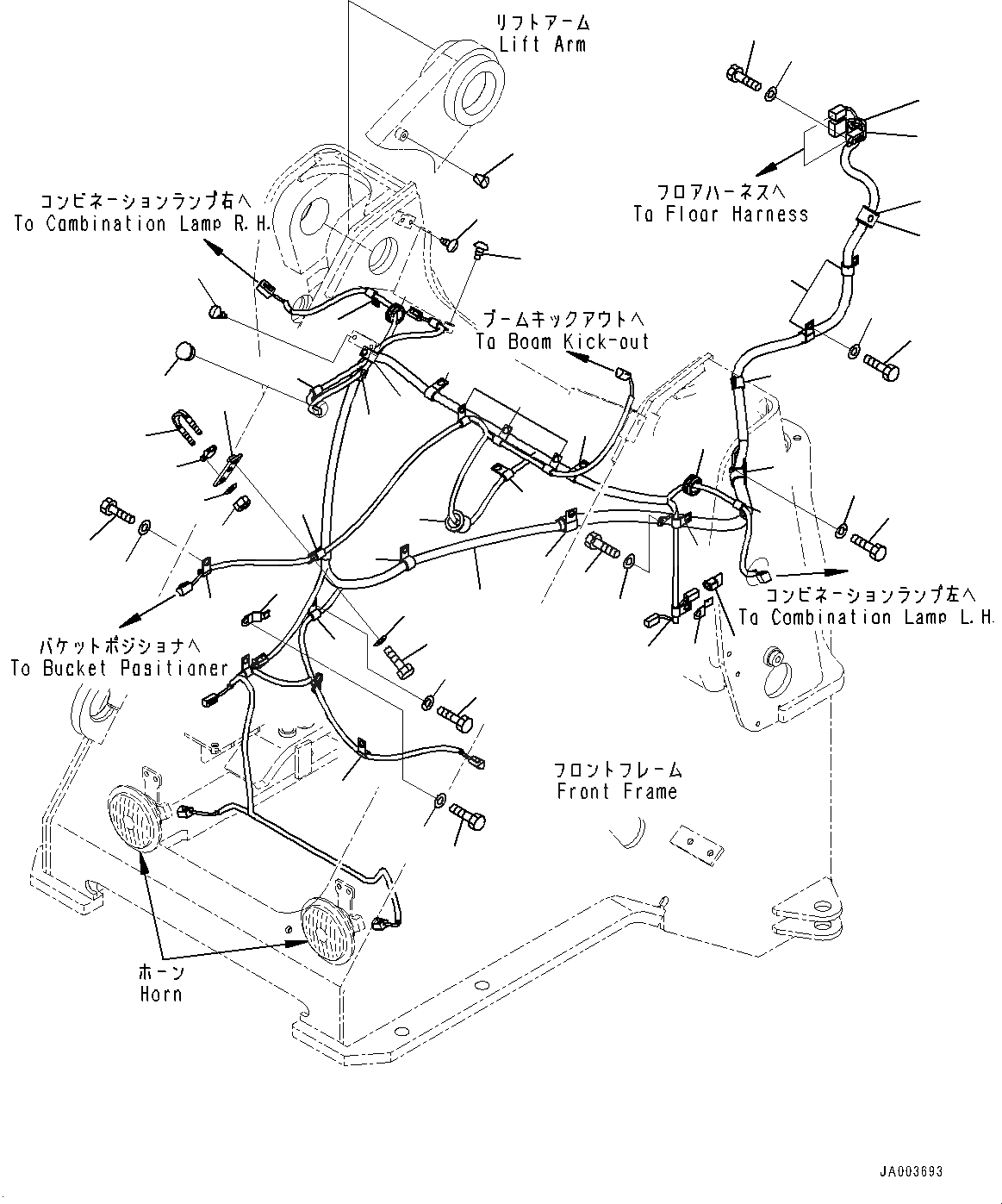 Схема запчастей Komatsu WA320-6 - ПЕРЕДН. ЭЛЕКТРИЧ. ПРОВОДКА, ПЕРЕДН. ПРОВОДКА (№79-) ПЕРЕДН. ЭЛЕКТРИЧ. ПРОВОДКА, БЕЗ ПОГРУЗ. METER