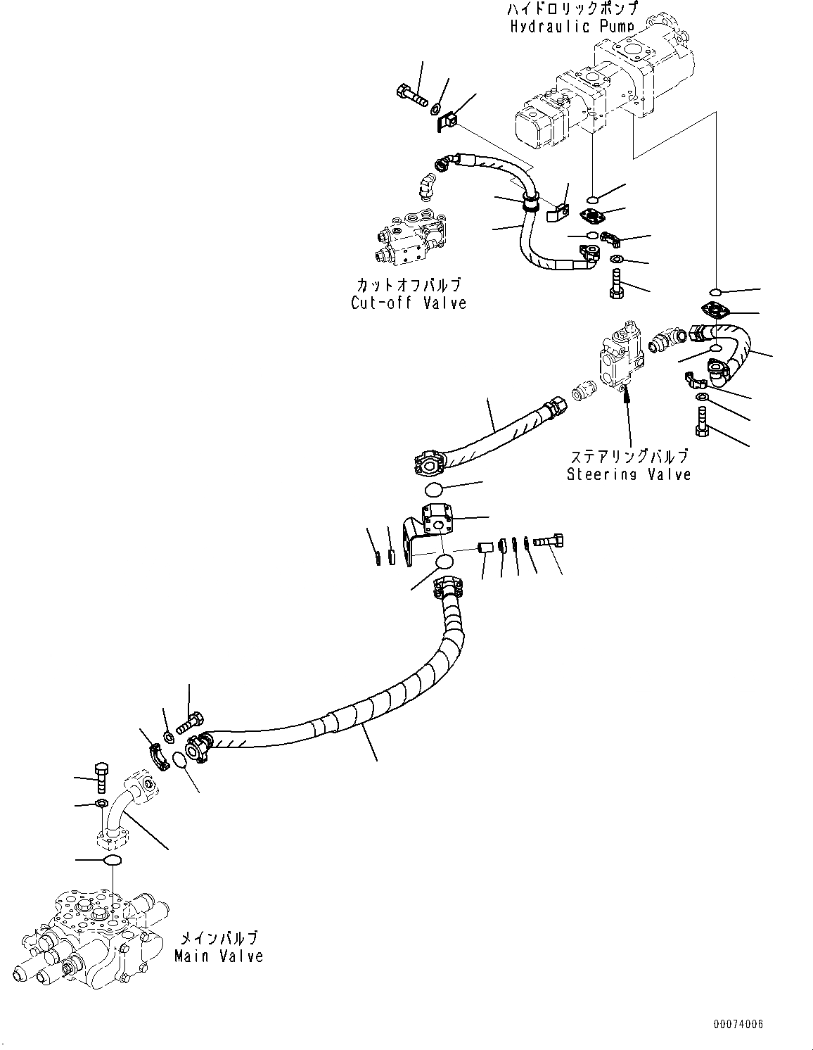 Схема запчастей Komatsu WA320-6 - ГИДРОЛИНИЯ, ПОДАЮЩ. ТРУБЫ (№79-) ГИДРОЛИНИЯ, ДЛЯ 2-Х СЕКЦИОНН. КЛАПАН ARRANGEMENT