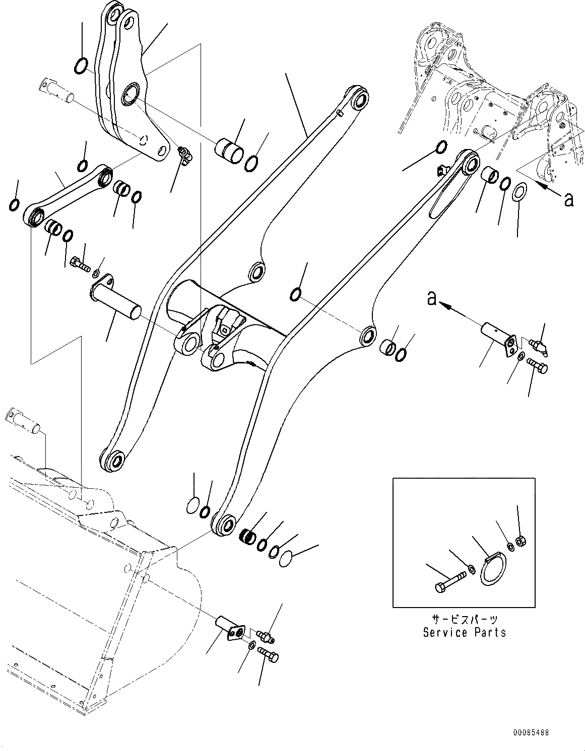 Схема запчастей Komatsu WA320-6 - РУКОЯТЬ И BELL CRANK, СТРЕЛА, BELL CRANK И СОЕДИНИТЕЛЬН. ЗВЕНО (№79-797) РУКОЯТЬ И BELL CRANK, ДЛЯ ВЫСОК. ПОДЪЕМА