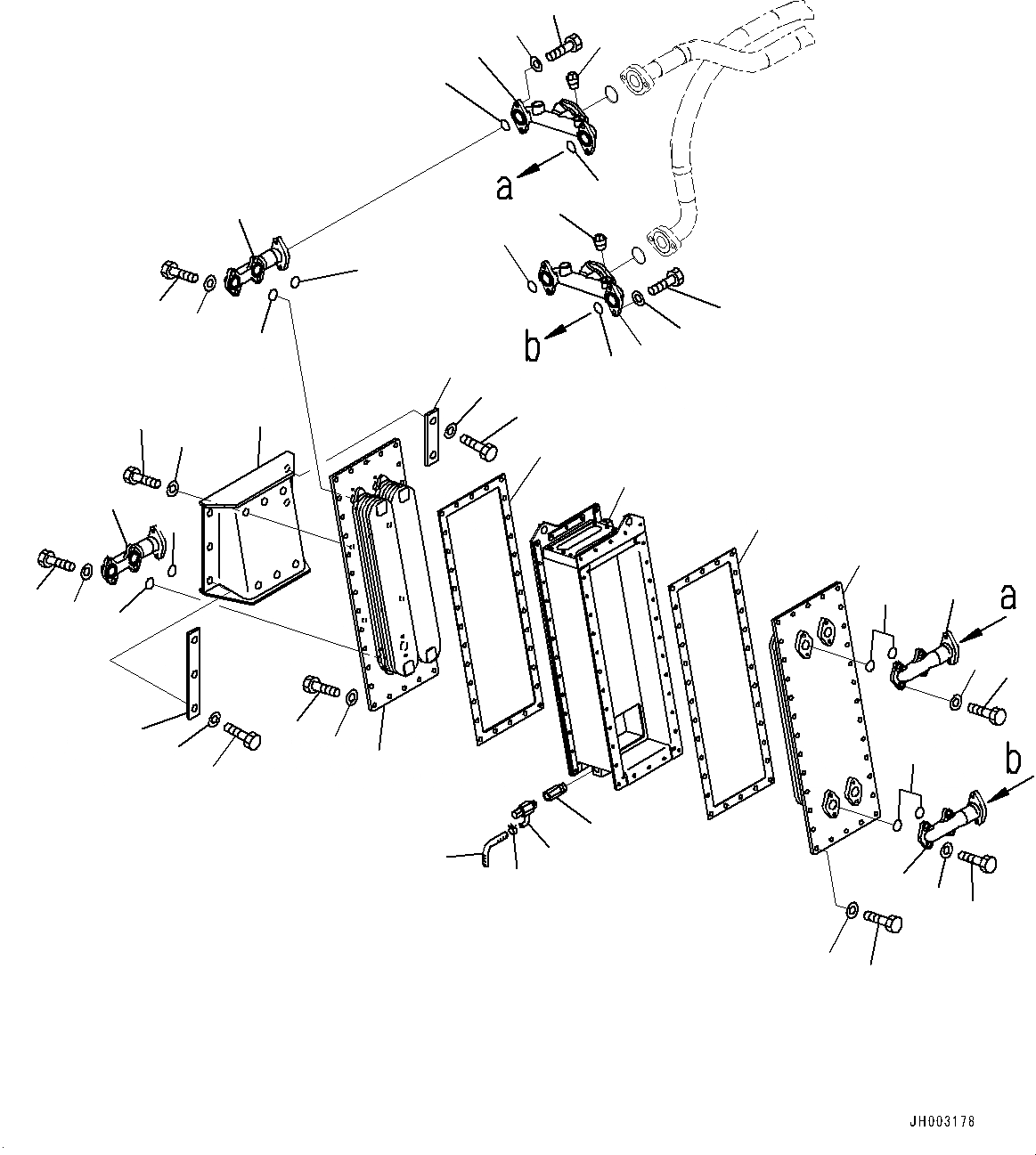 Схема запчастей Komatsu D375A-6 - СИЛОВАЯ ПЕРЕДАЧА ЛИНИИ МАСЛООХЛАДИТЕЛЯ, МАСЛООХЛАДИТЕЛЬ (№-) СИЛОВАЯ ПЕРЕДАЧА ЛИНИИ МАСЛООХЛАДИТЕЛЯ, БЕЗ ПОДДОН ДВИГ-ЛЯ И ПОДОГРЕВАТЕЛЬ ХЛАДАГЕНТА