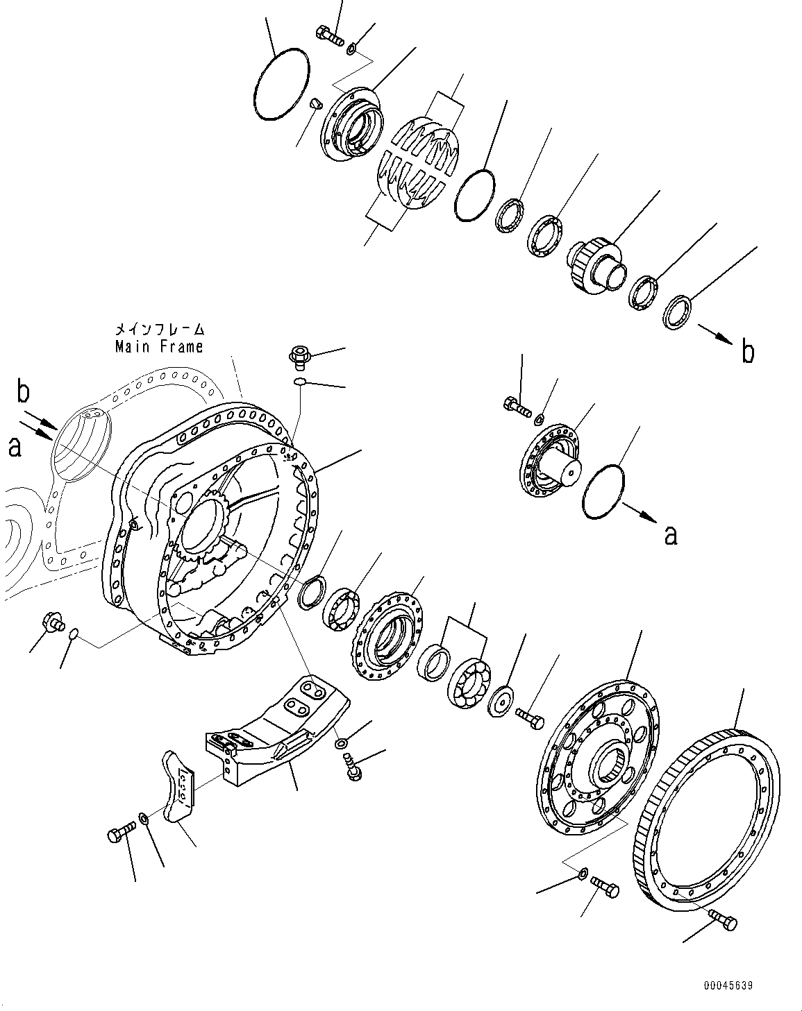 Схема запчастей Komatsu D375A-6 - КОНЕЧНАЯ ПЕРЕДАЧА, FINAL КОРПУС ШЕСТЕРЕНН. ПЕРЕДАЧИ ЛЕВ. (№-) КОНЕЧНАЯ ПЕРЕДАЧА, УДЛИНН. ГУСЕНИЧНАЯ РАМА, ДЛЯ ИНДОНЕЗ.