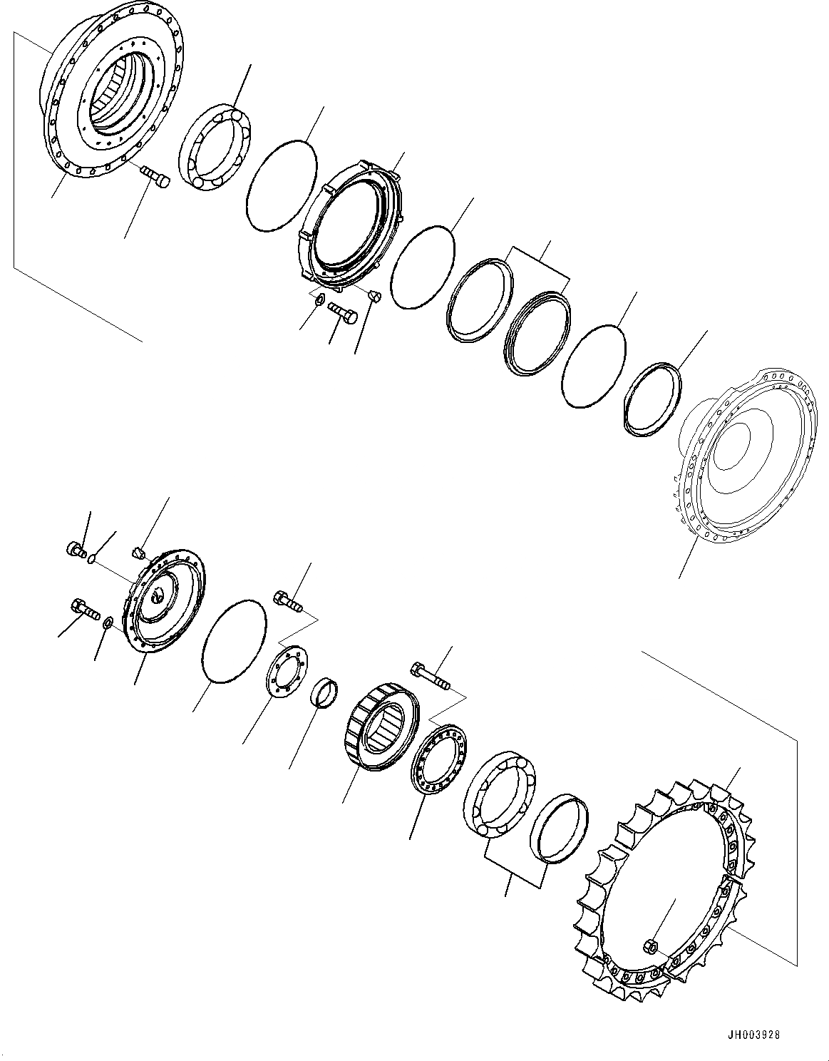 Схема запчастей Komatsu D375A-6 - КОНЕЧНАЯ ПЕРЕДАЧА, ЗВЕЗДОЧКА БАРАБАН ПРАВ. (№-) КОНЕЧНАЯ ПЕРЕДАЧА, УДЛИНН. ГУСЕНИЧНАЯ РАМА, ДЛЯ ИНДОНЕЗ.