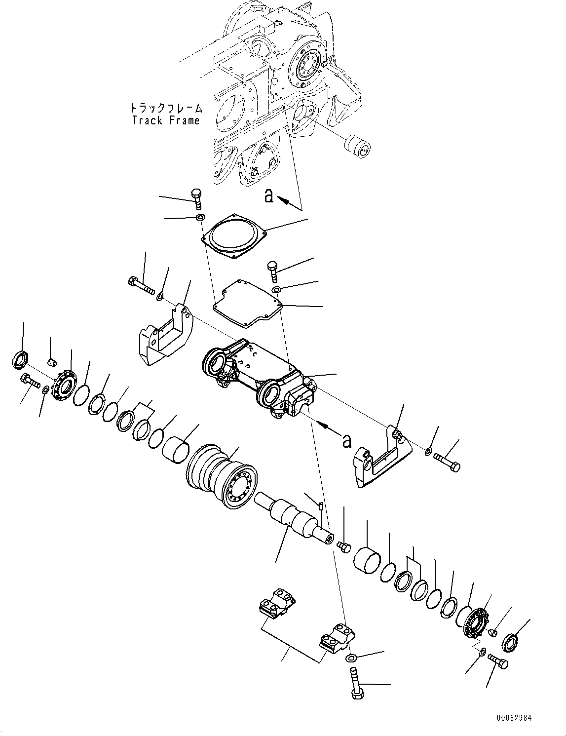 Схема запчастей Komatsu D375A-6 - ГУСЕНИЧНАЯ РАМА, ЗАДН. ТЕЛЕЖКА, ЛЕВ. (/) (№-) ГУСЕНИЧНАЯ РАМА, С ПОЛН. LENGTH ЗАЩИТА ОПОРНЫХ КАТКОВ, ДЛЯ УДЛИНН. ГУСЕНИЧНАЯ РАМА, ОТВАЛ С ДВОЙН. ПЕРЕКОСОМ