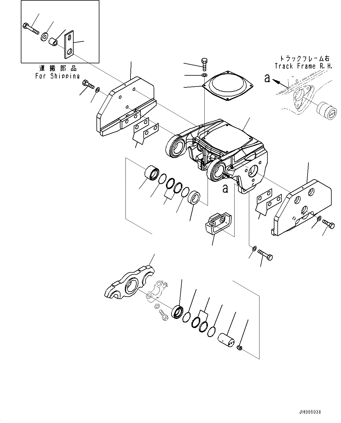Схема запчастей Komatsu D375A-6 - ГУСЕНИЧНАЯ РАМА, ТЕЛЕЖКА, 2 И 3, ПРАВ. (№-) ГУСЕНИЧНАЯ РАМА, С ПОЛН. LENGTH ЗАЩИТА ОПОРНЫХ КАТКОВ, ДЛЯ УДЛИНН. ГУСЕНИЧНАЯ РАМА, ОТВАЛ С ДВОЙН. ПЕРЕКОСОМ