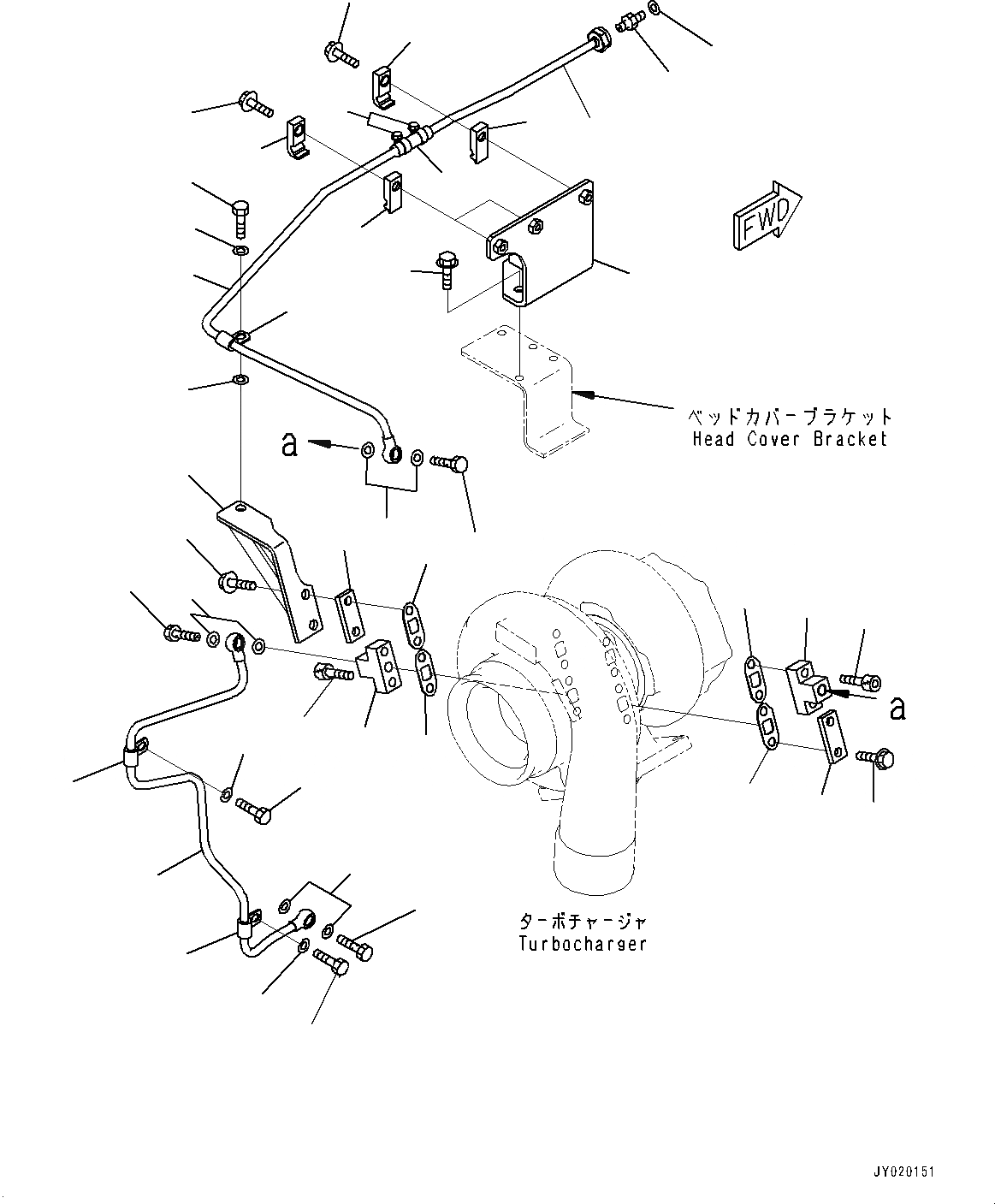 Схема запчастей Komatsu SAA6D170E-5E - ТУРБОНАГНЕТАТЕЛЬ, ВОДН. ГИДРОЛИНИЯ (№7-) ТУРБОНАГНЕТАТЕЛЬ, МОРОЗОУСТОЙЧИВ. СПЕЦИФ-Я (-DEG C)