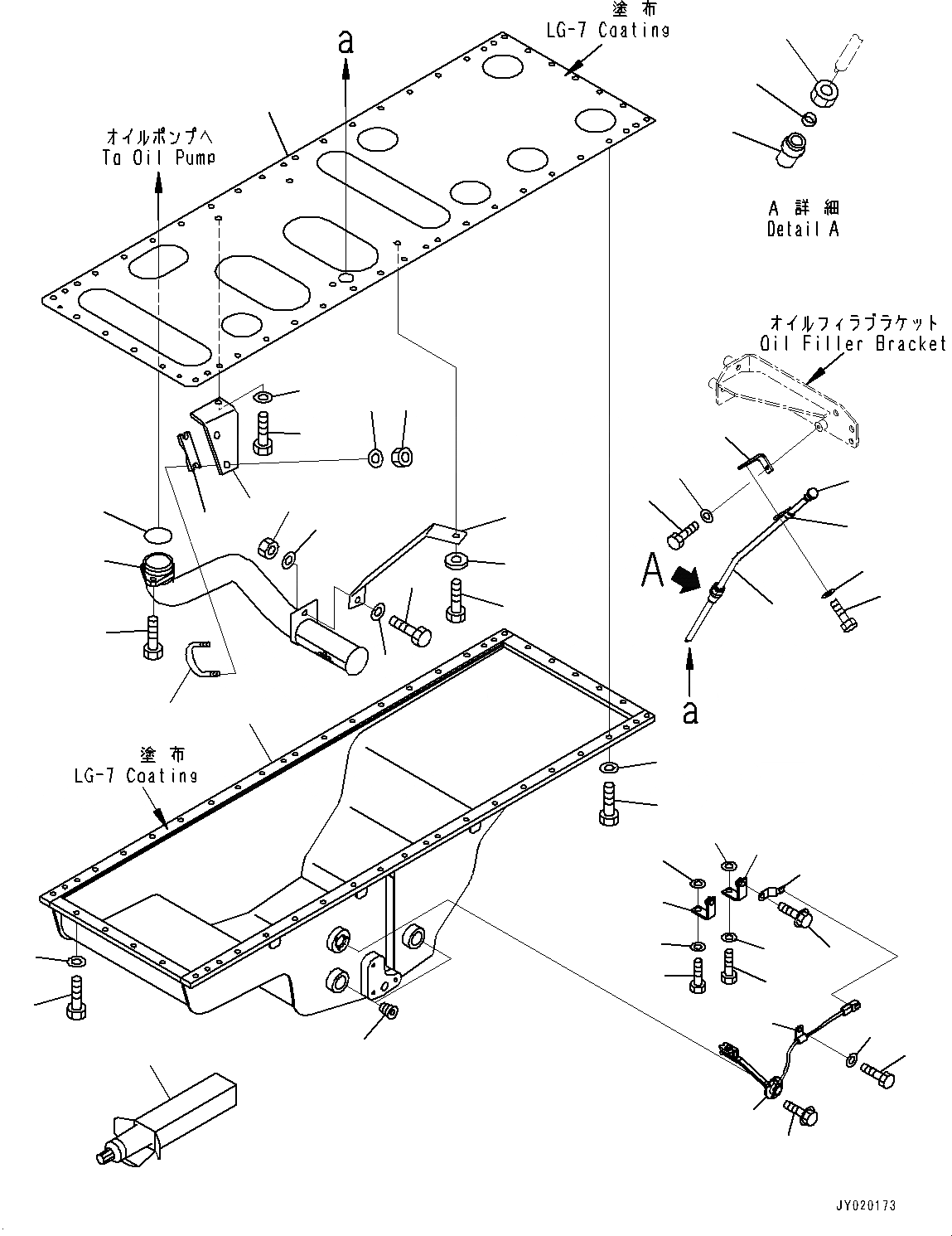 Схема запчастей Komatsu SAA6D170E-5E - ПОДДОН ДВИГ-ЛЯ, (/) (№77-) ПОДДОН ДВИГ-ЛЯ, МАСЛ. И ХЛАДАГЕНТ БЫСТР. ЗАПРАВ., С ДАТЧИК УР-НЯ МАСЛА