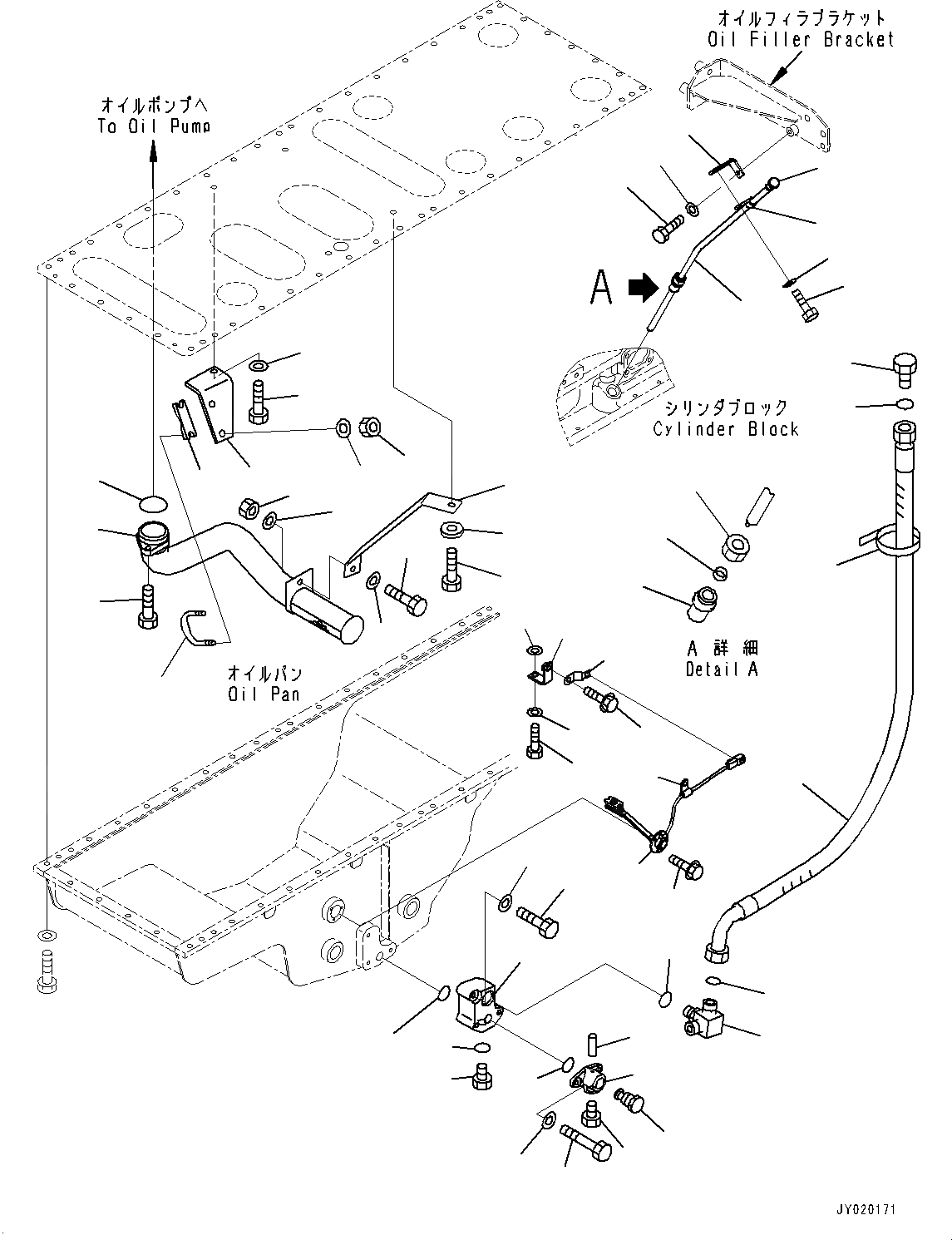 Схема запчастей Komatsu SAA6D170E-5E - ПОДДОН ДВИГ-ЛЯ, (/) (№77-) ПОДДОН ДВИГ-ЛЯ, ДВИГАТЕЛЬ PRE-СМАЗКА СИСТЕМА, МАСЛ. И ХЛАДАГЕНТ БЫСТР. ЗАПРАВ., С ДАТЧИК УР-НЯ МАСЛА, ДЛЯ VHMS БЕЗ ORB