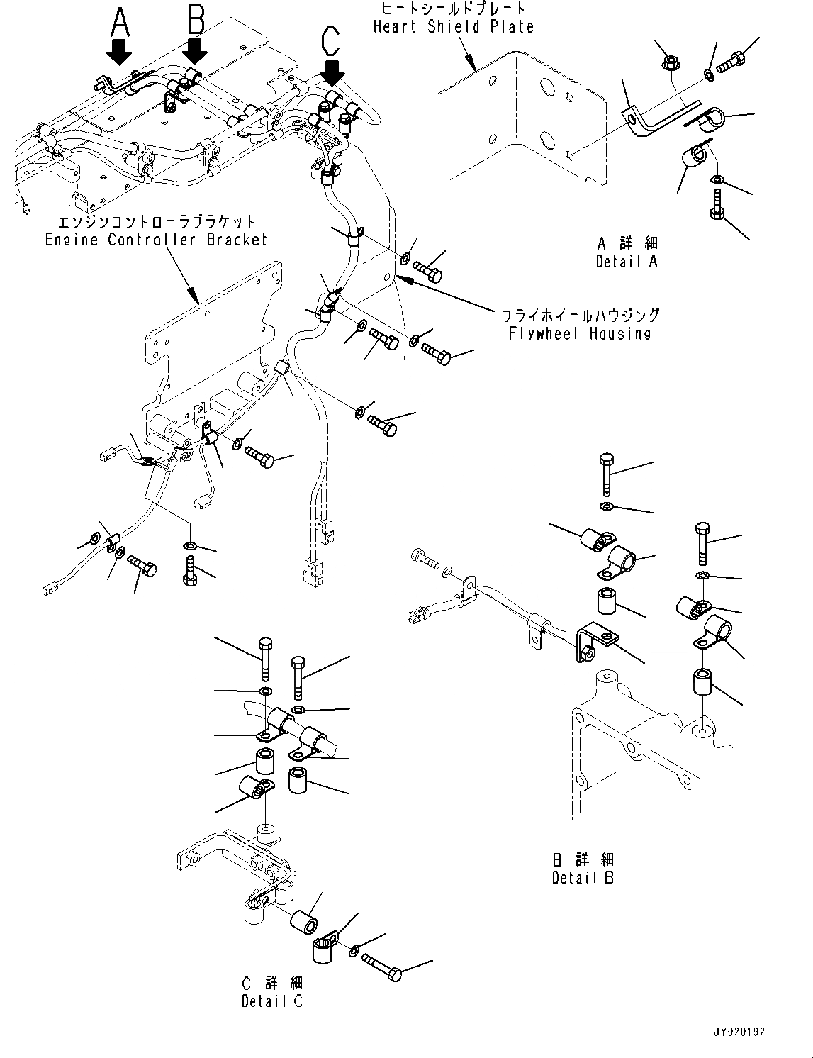Схема запчастей Komatsu SAA6D170E-5E - КАБЕЛЬ СУППОРТ, (/) (№7-) КАБЕЛЬ СУППОРТ