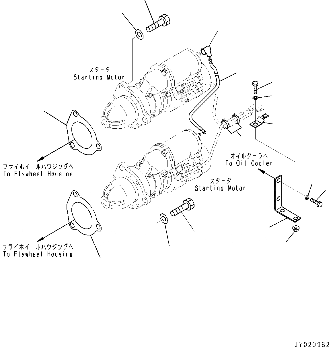 Схема запчастей Komatsu SAA6D170E-5E - СТАРТЕР, КРЕПЛЕНИЕ (№7-) СТАРТЕР, KW