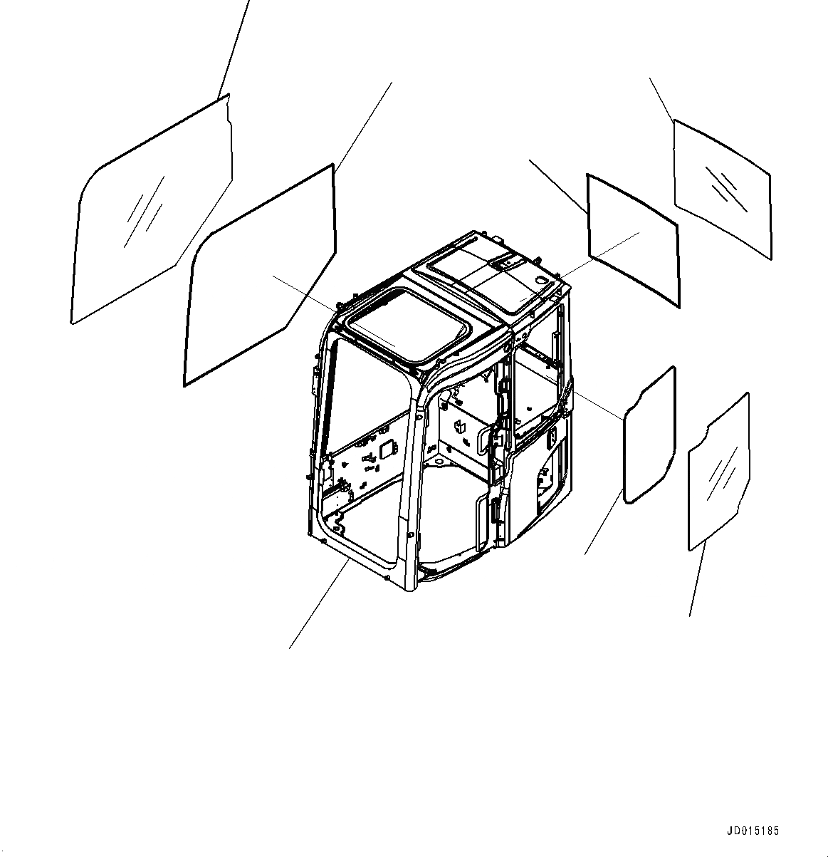 Схема запчастей Komatsu PC78UU-8 - КАБИНА, КОРПУС КАБИНЫ И ОКНА (№-) КАБИНА, ДЛЯ MACHINE С KOMTRAX