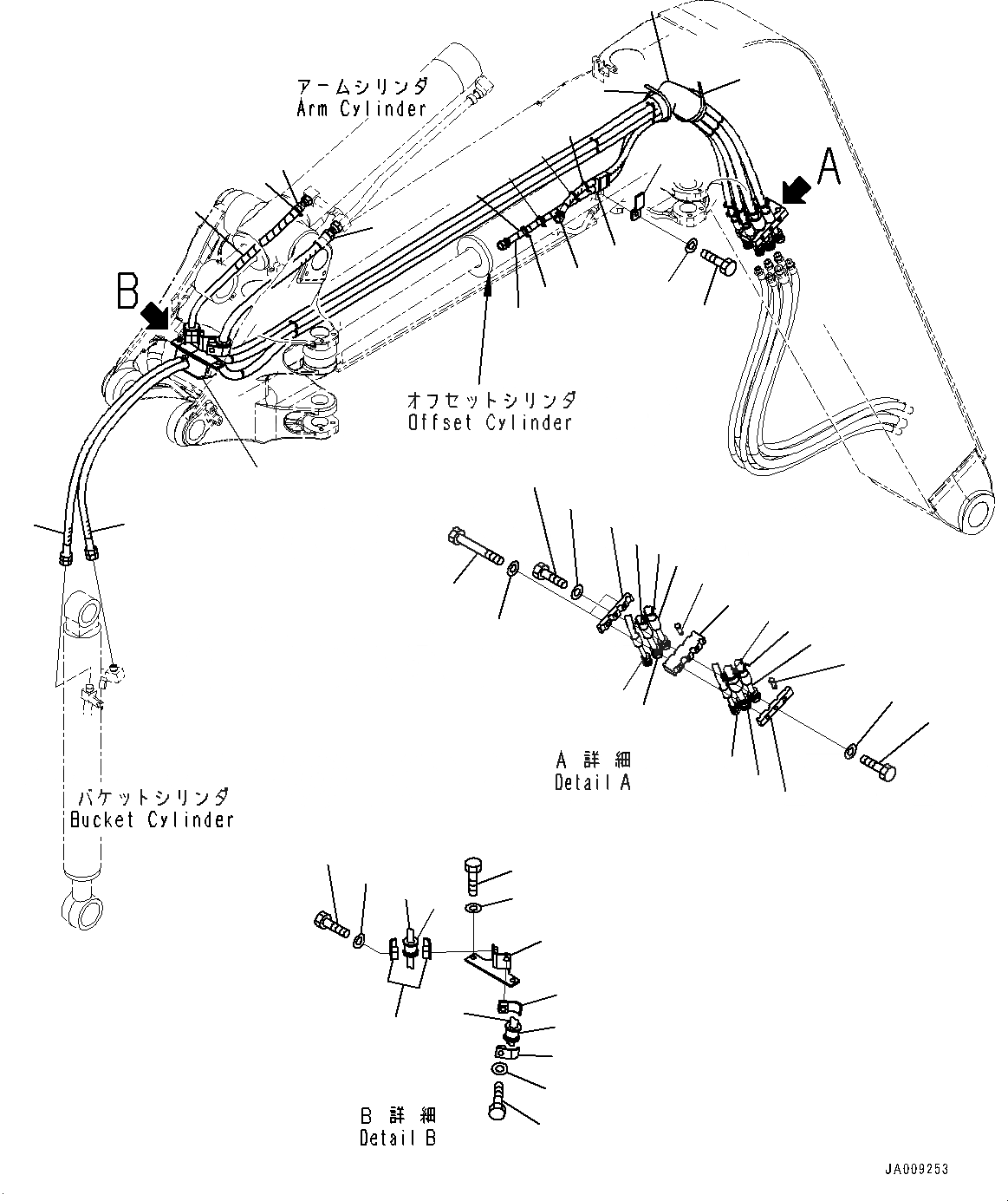 Схема запчастей Komatsu PC78UU-8 - OFFSET СТРЕЛА, ГИДРОЛИНИЯ (№-) OFFSET СТРЕЛА, БЕЗ РУКОЯТЬ CRANE