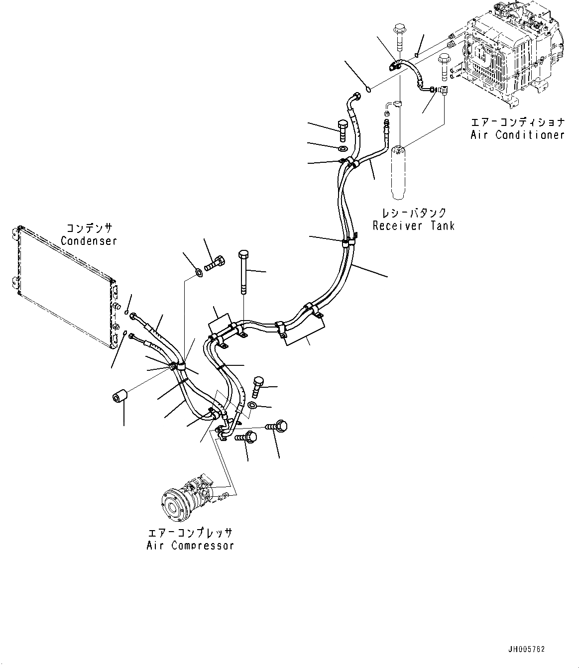 Схема запчастей Komatsu D275A-5R - КОНДИЦ. ВОЗДУХА, ШЛАНГИ (№-) КОНДИЦ. ВОЗДУХА, С КОНДИЦИОНЕРОМ, БОЛЬШ. КАБИНА, ЗАПЫЛЕНН МЕСТН. ARRANGEMENT