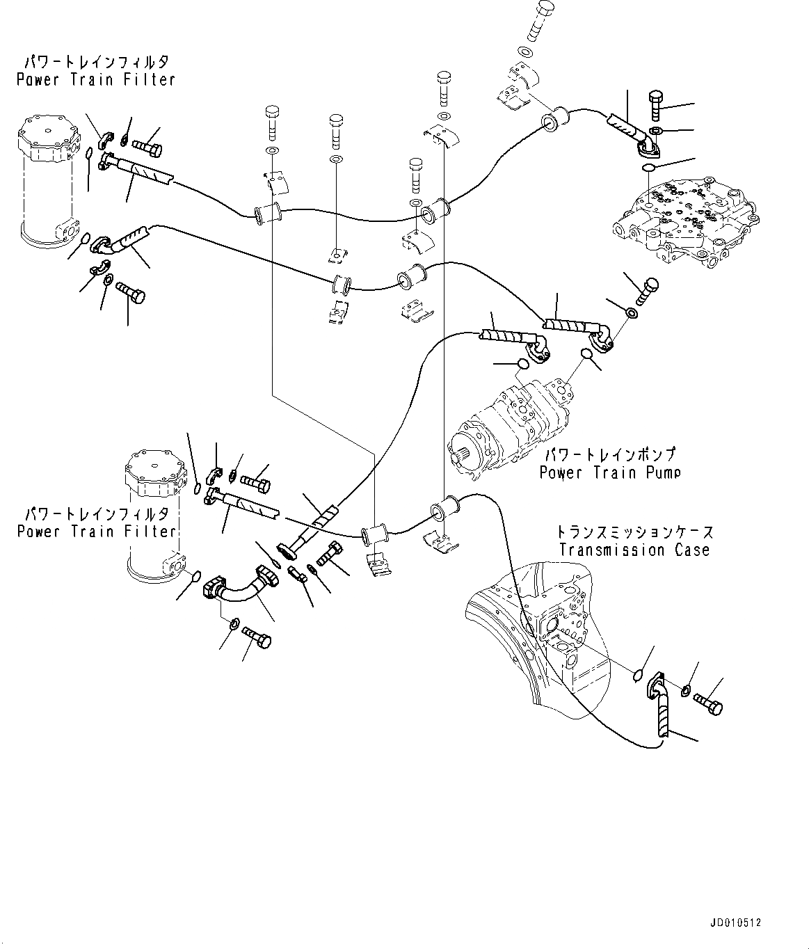 Схема запчастей Komatsu D275A-5R - СИЛОВАЯ ПЕРЕДАЧА ТРУБЫ, МАСЛ. ВСАСЫВ. PIPE (№-) СИЛОВАЯ ПЕРЕДАЧА ТРУБЫ
