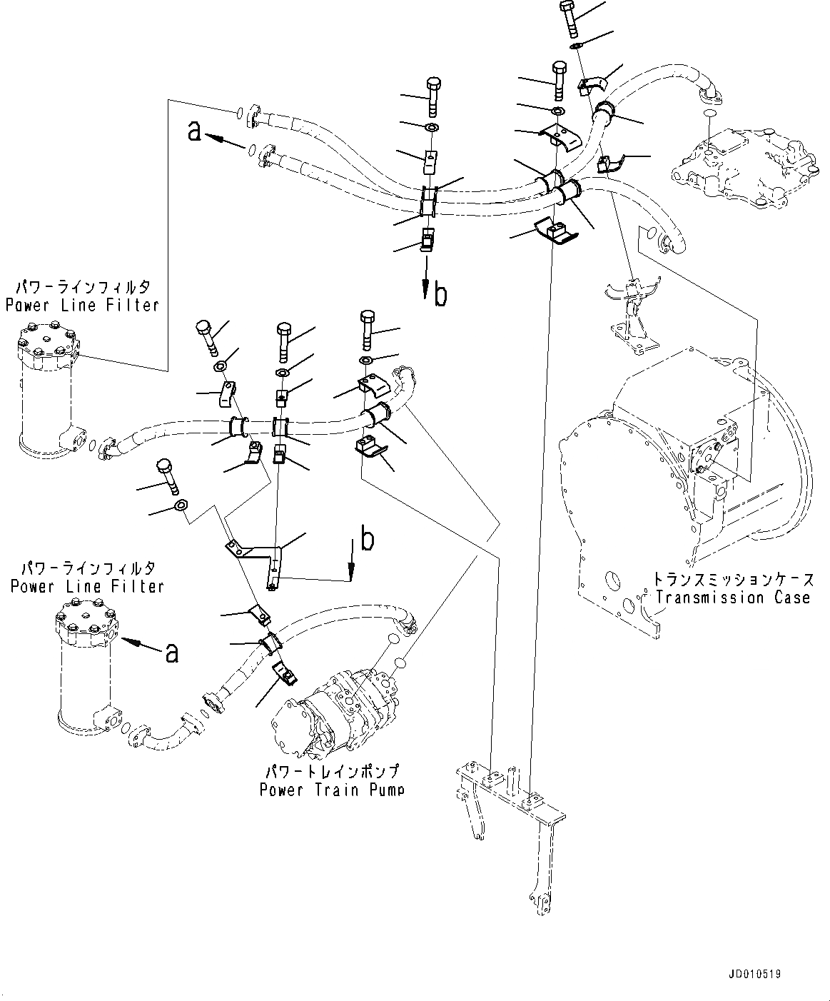 Схема запчастей Komatsu D275A-5R - СИЛОВАЯ ПЕРЕДАЧА ТРУБЫ, КРЕПЛЕНИЕ (№-) СИЛОВАЯ ПЕРЕДАЧА ТРУБЫ