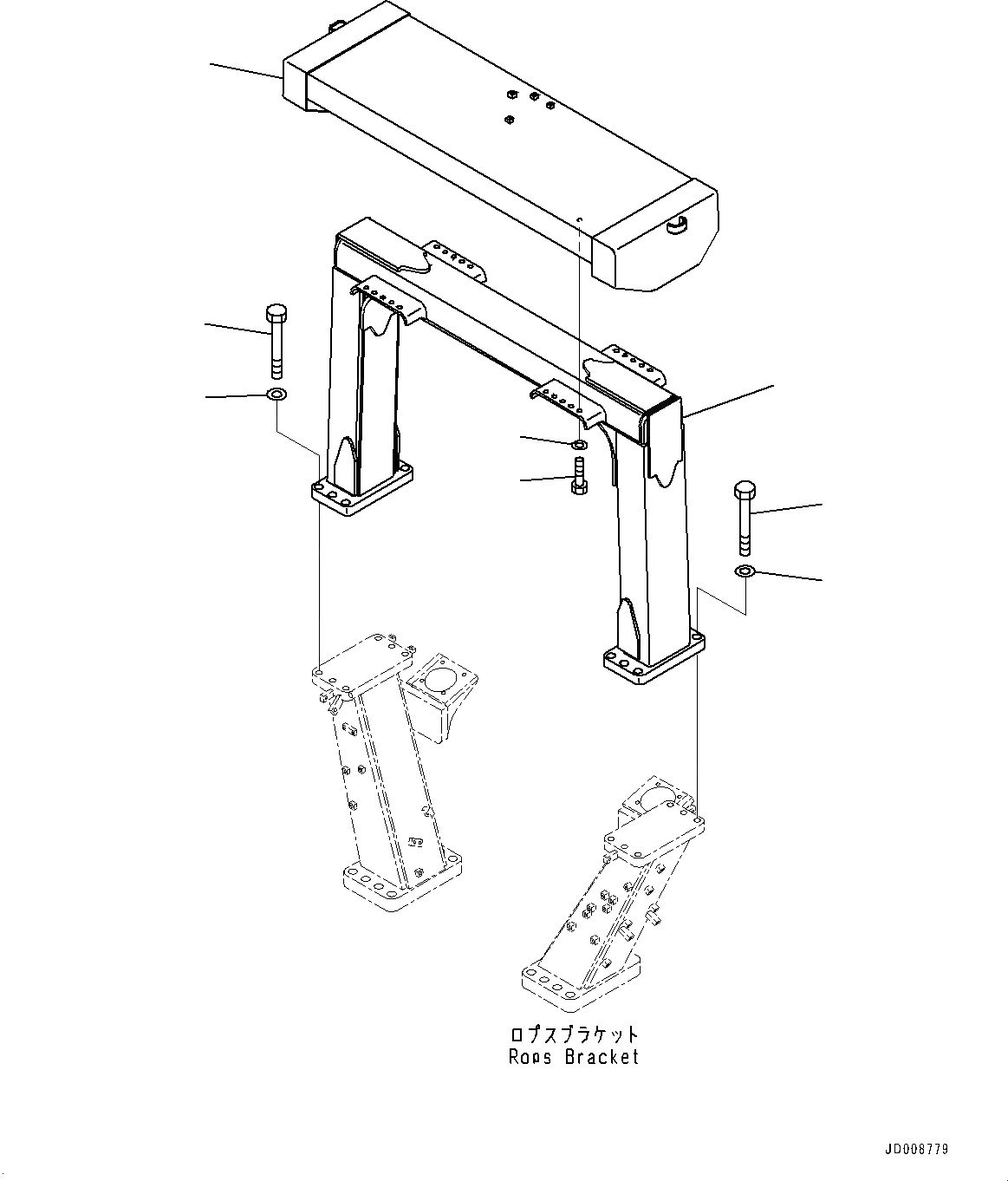 Схема запчастей Komatsu D275A-5R - ROPS ЧАСТИ КОРПУСА (№-) ROPS ЧАСТИ КОРПУСА, КАБИНА - STEEL, С KOMTRAX