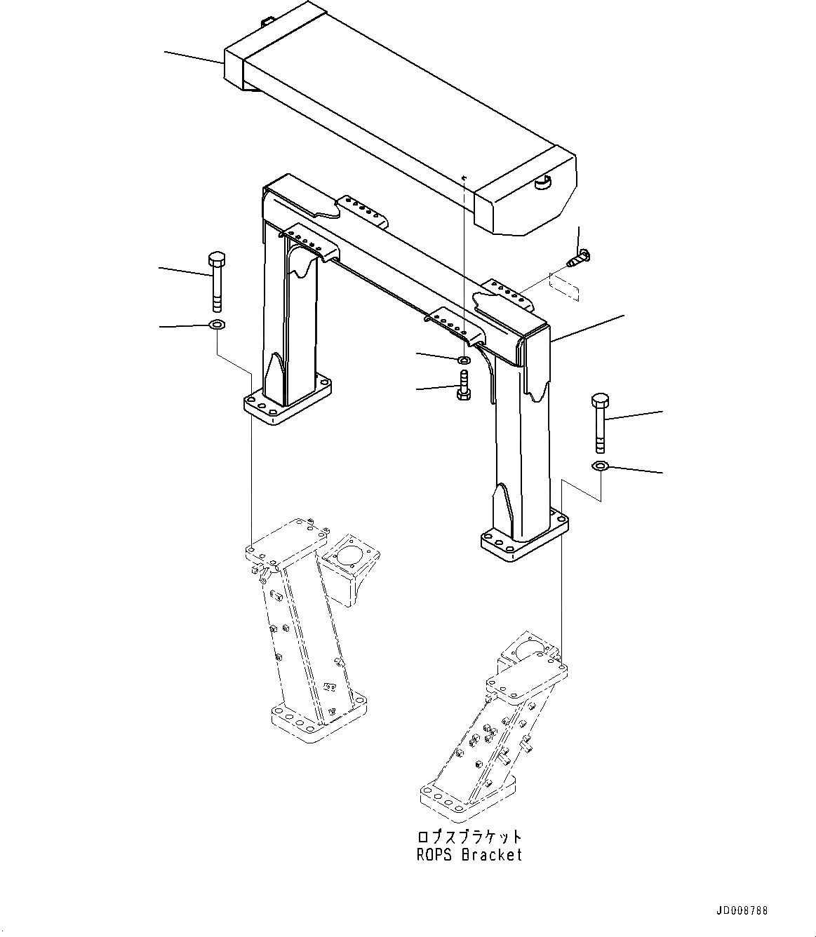 Схема запчастей Komatsu D275A-5R - ROPS ЧАСТИ КОРПУСА (№-) ROPS ЧАСТИ КОРПУСА, КАБИНА - STEEL
