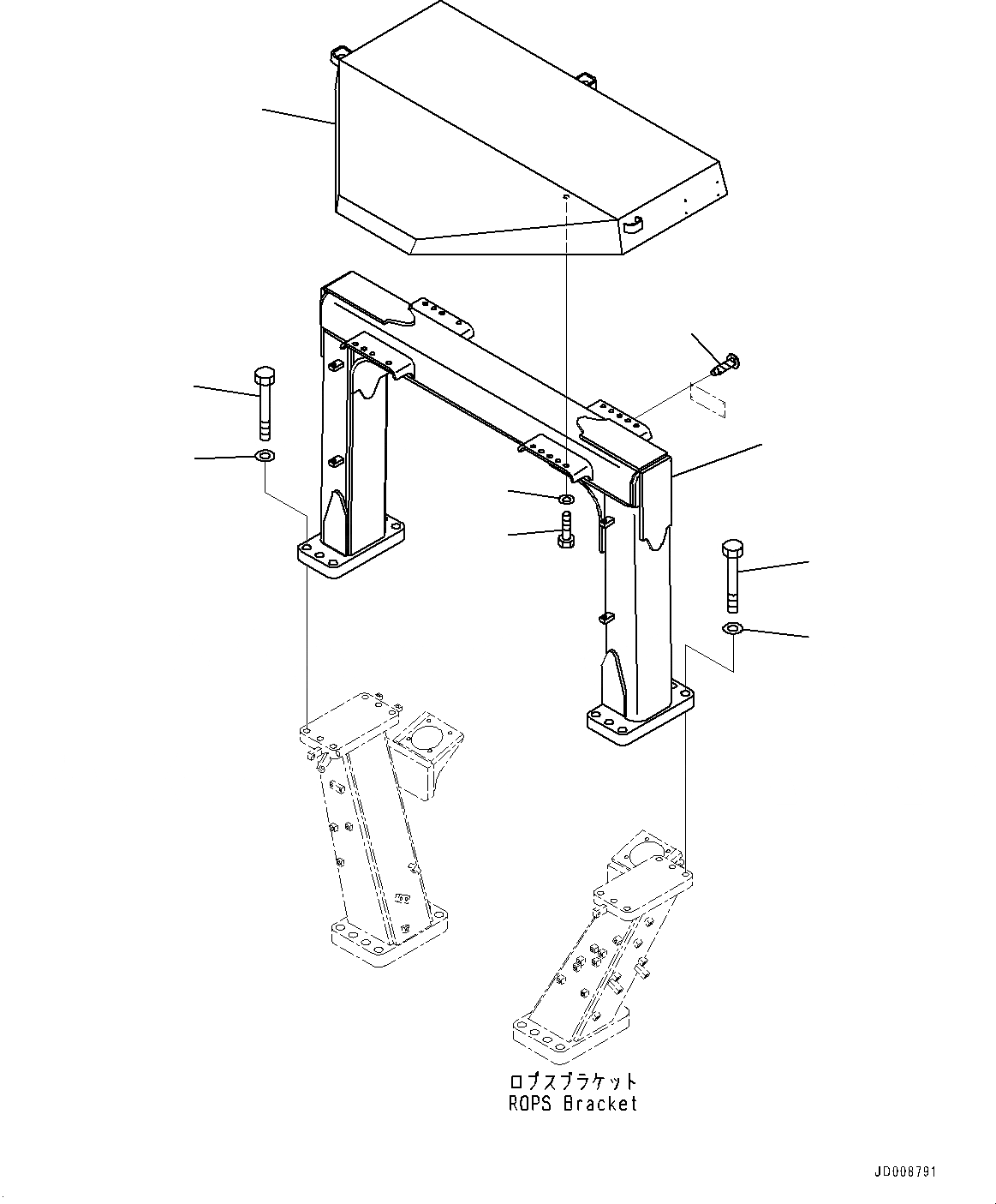 Схема запчастей Komatsu D275A-5R - ROPS ЧАСТИ КОРПУСА (№-) ROPS ЧАСТИ КОРПУСА, СИСТЕМА ROPS, С ЗАДН.VIEW MIRROR, ЛЕВ. И ПРАВ.