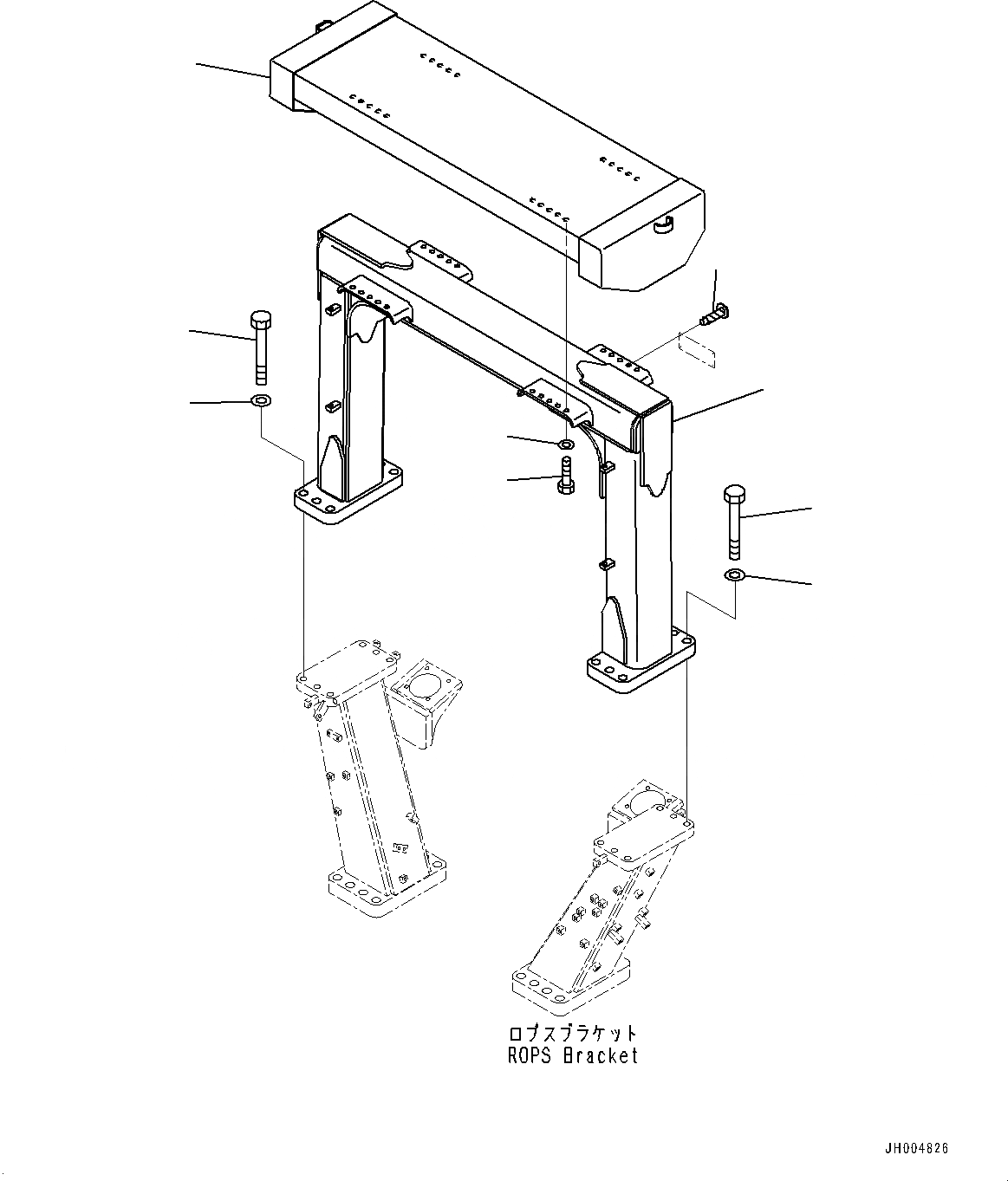 Схема запчастей Komatsu D275A-5R - ROPS ЧАСТИ КОРПУСА (№-) ROPS ЧАСТИ КОРПУСА, КАБИНА - STEEL, С ЗАДН.VIEW MIRROR, ЛЕВ. И ПРАВ.