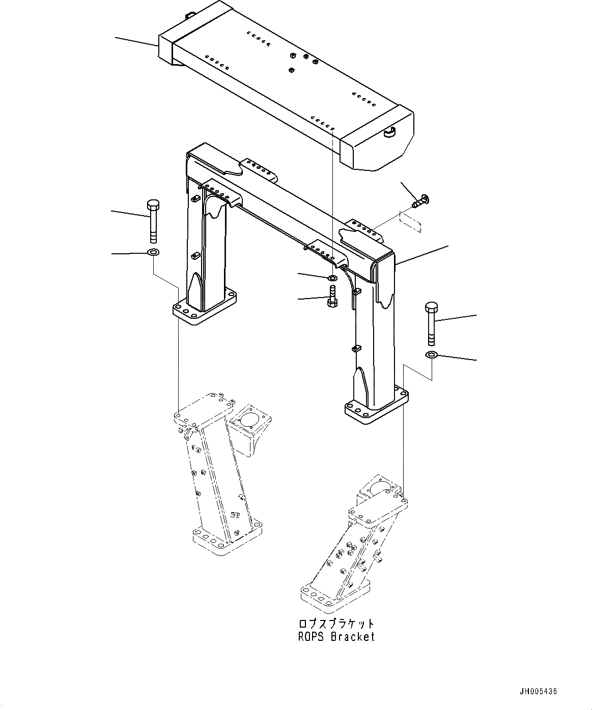 Схема запчастей Komatsu D275A-5R - ROPS ЧАСТИ КОРПУСА (№-) ROPS ЧАСТИ КОРПУСА, КАБИНА - STEEL, С ЗАДН.VIEW MIRROR, ЛЕВ. И ПРАВ., KOMTRAX