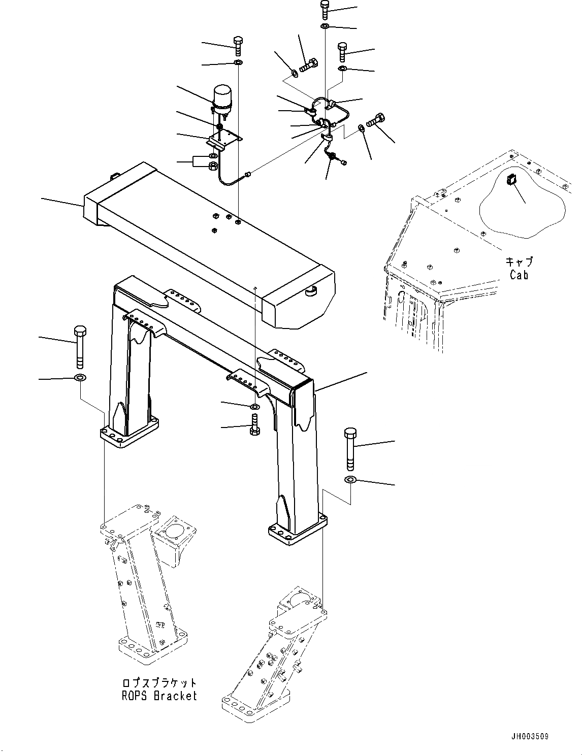 Схема запчастей Komatsu D275A-5R - ROPS ЧАСТИ КОРПУСА (№-) ROPS ЧАСТИ КОРПУСА, С AMBER COLOR WARNING BEACON