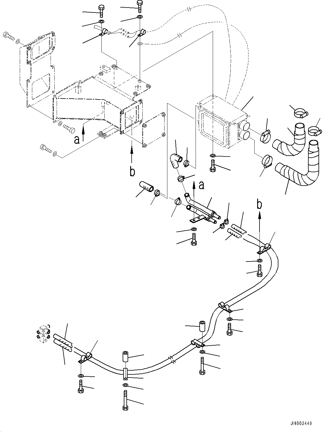 Схема запчастей Komatsu D275A-5R - ОСНОВН. КОНСТРУКЦИЯ, ДОПОЛН. ОБОГРЕВАТ ТРУБЫ (№-) ОСНОВН. КОНСТРУКЦИЯ, С РЕГУЛИР. ГИГАНТСК. РЫХЛИТ, ДОПОЛН. ОБОГРЕВАТ ДЛЯ ВЫСОК. ЕМК. КАБИНА