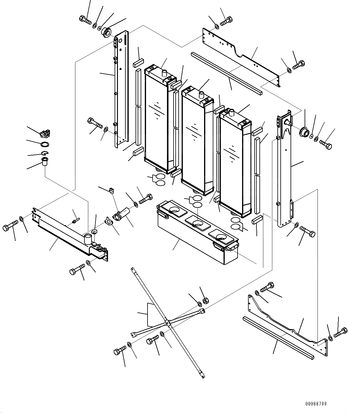Схема запчастей Komatsu D275A-5R - ЗАЩИТА РАДИАТОРА, ОХЛАЖД-Е И КОЖУХ (№-) ЗАЩИТА РАДИАТОРА, LATTICE ТИП