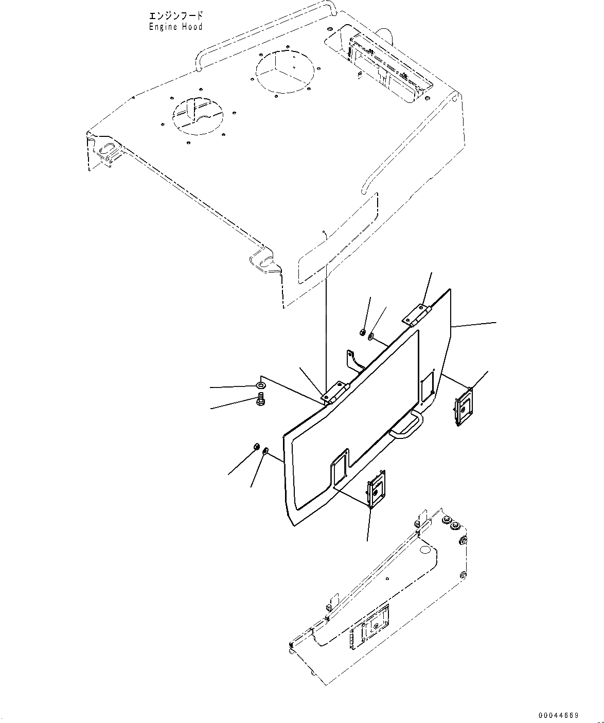 Схема запчастей Komatsu D275A-5R - КАПОТ И БОКОВ. КРЫШКА ГРУППА, БОКОВ. КРЫШКА TOP, ЛЕВ. (№-) КАПОТ И БОКОВ. КРЫШКА ГРУППА, ENЗАКРЫТ.D ТИП
