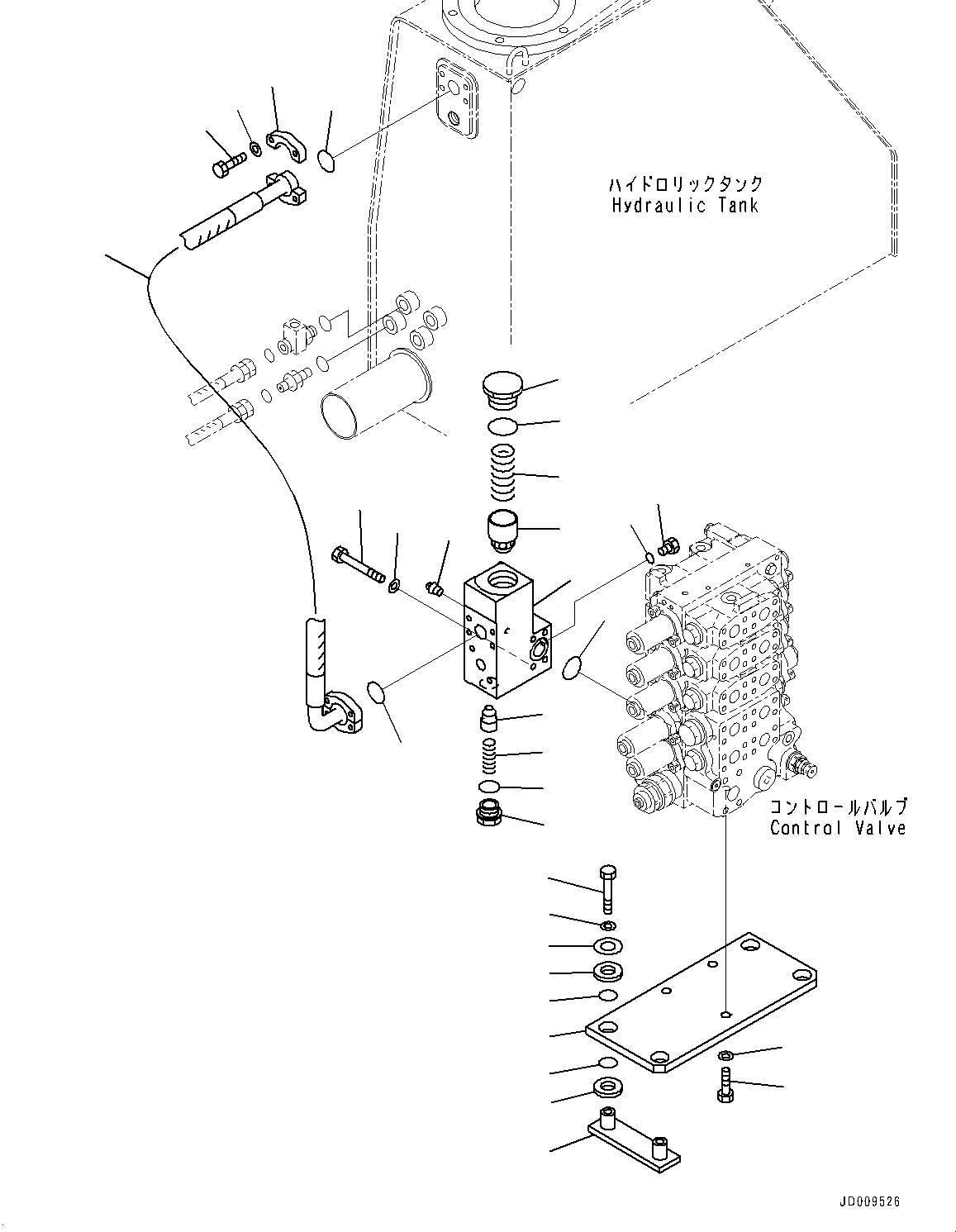 Схема запчастей Komatsu D275A-5R - КРЫЛО, КРЕПЛЕНИЕ КОНТРОЛЬНОГО КЛАПАНА (№-) КРЫЛО, С РЫХЛИТЕЛЕМ