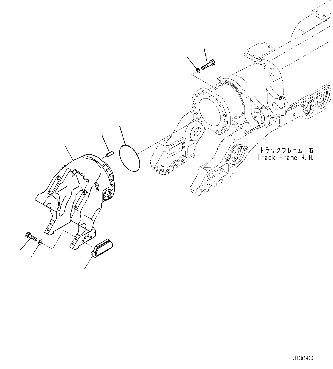 Схема запчастей Komatsu D275A-5R - ГУСЕНИЧНАЯ РАМА, ВИЛКА ЛЕНИВЦА, ПРАВ. (№-) ГУСЕНИЧНАЯ РАМА, С ПОЛН. LENGTH ЗАЩИТА ОПОРНЫХ КАТКОВ, ДЛЯ ОТВАЛ С ДВОЙН. ПЕРЕКОСОМ